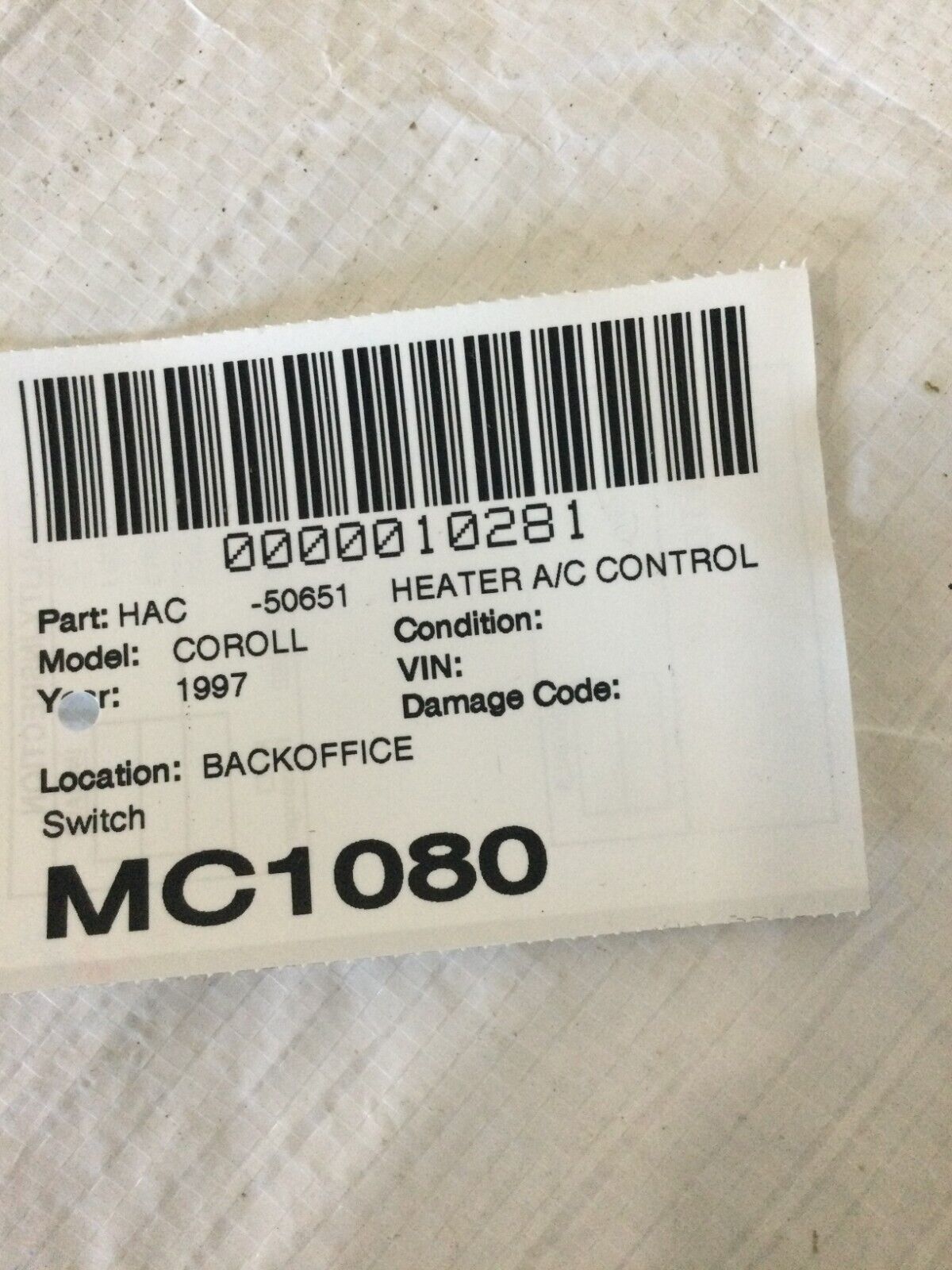 1993-1997 Toyota Corolla A/C Heater Control Switch OEM