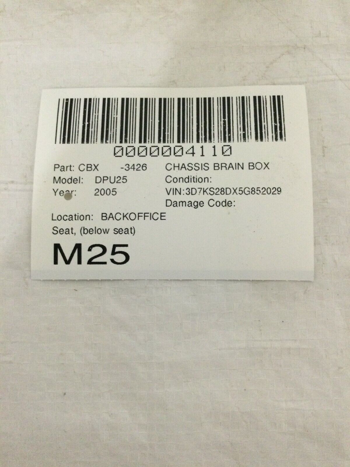 2004-2005 Dodge Ram 2500 SRS Restrain Control Module OEM 56043704AH