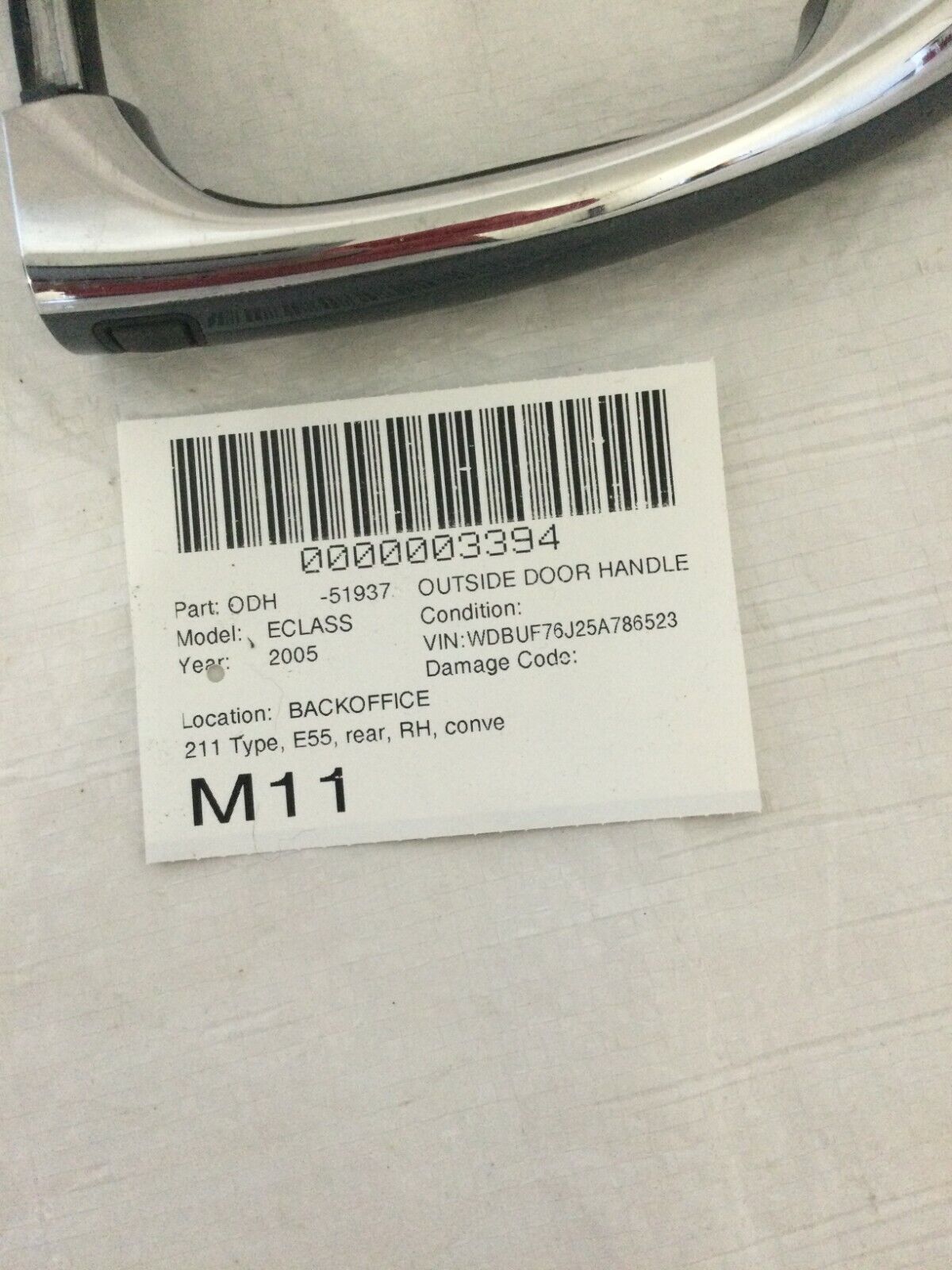 2003-2006 Mercedes Benz W211 E55AMG Rear Right Exterior Door Handle OEM