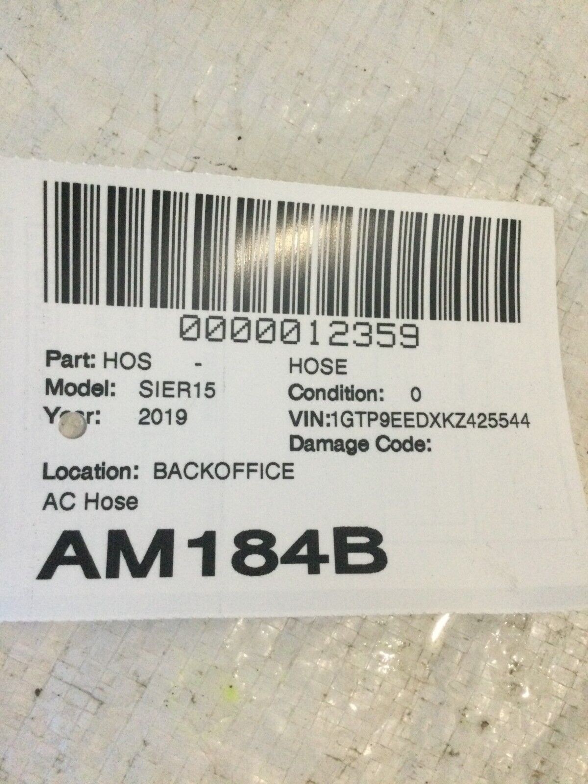 2019 GMC Sierra 1500 A/C AC Hose OEM