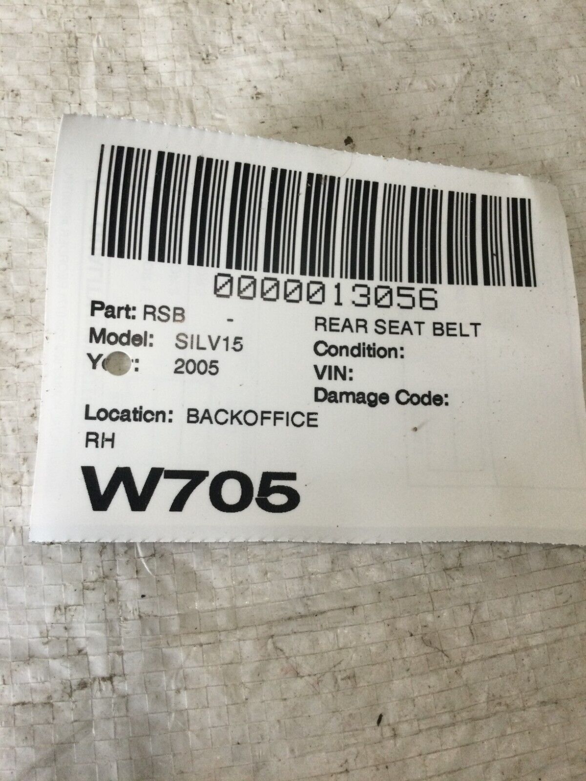 2005 Chevrolet Silverado 1500 Rear Right Seat Belt GM 15249689 OEM