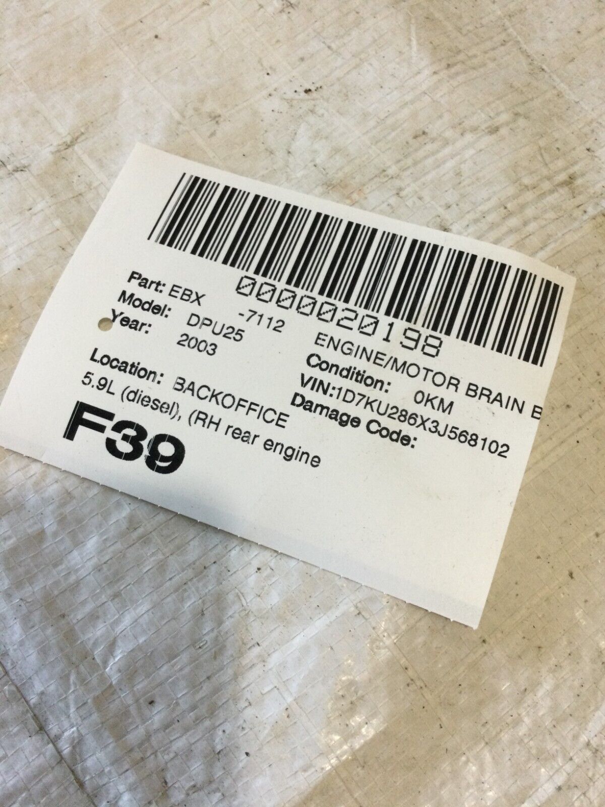 2003 Dodge Ram 2500 Cummins Diesel 5.9L Engine Motor 56040478AE OEM