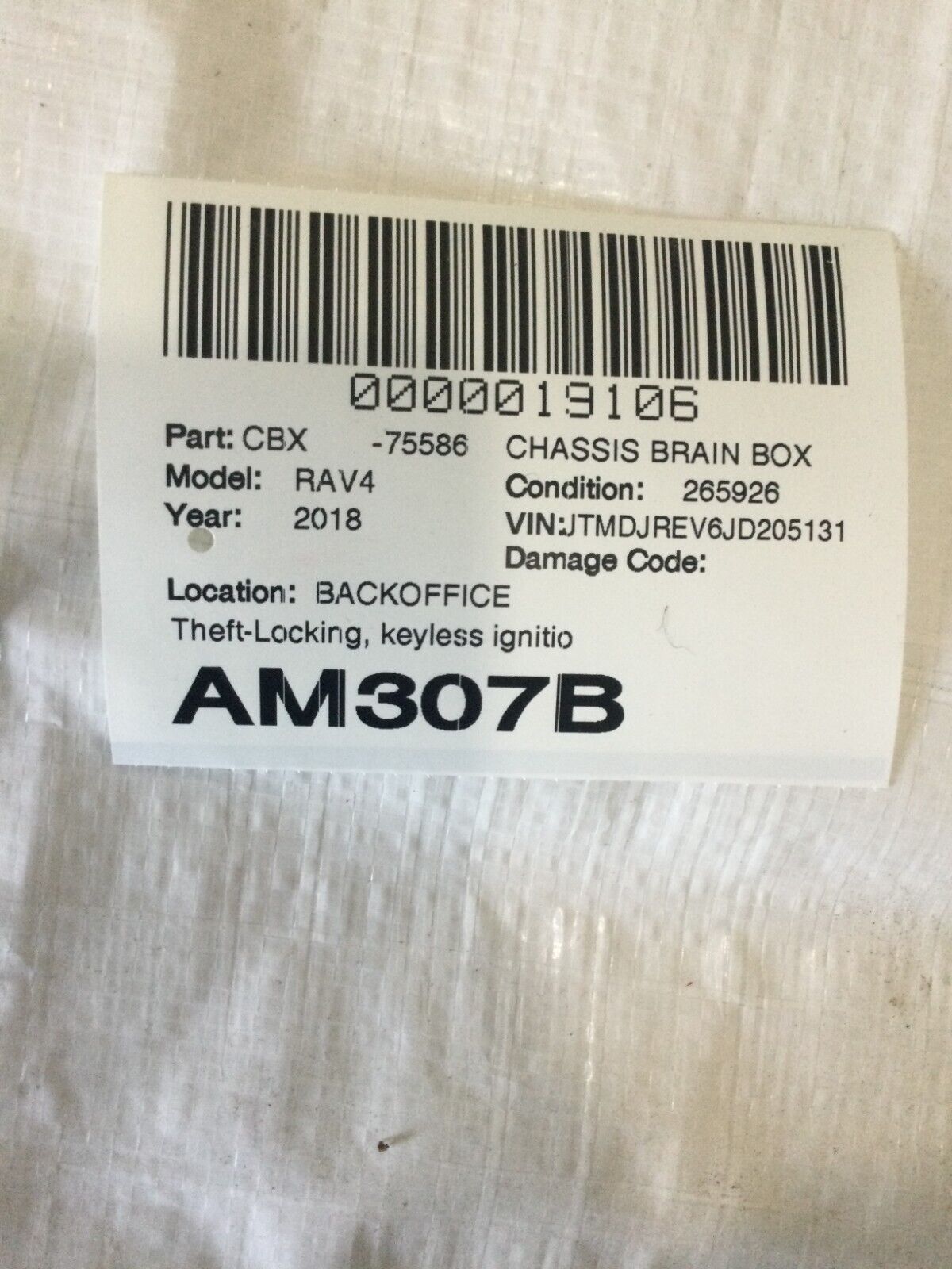 2018 Toyota RAV4 Hybrid Keyless Entery Control Module 89990-42091 OEM