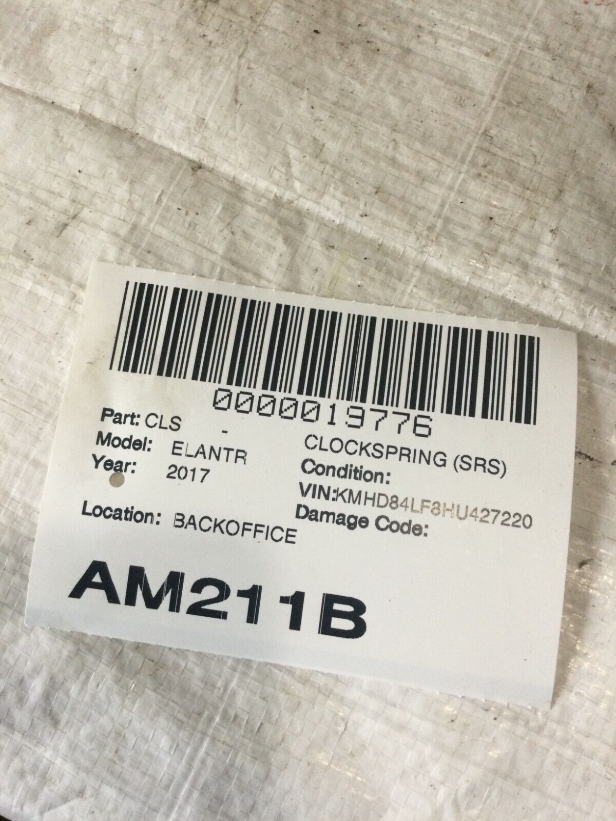 2017 Hyundai Elantra Clock Spring OEM