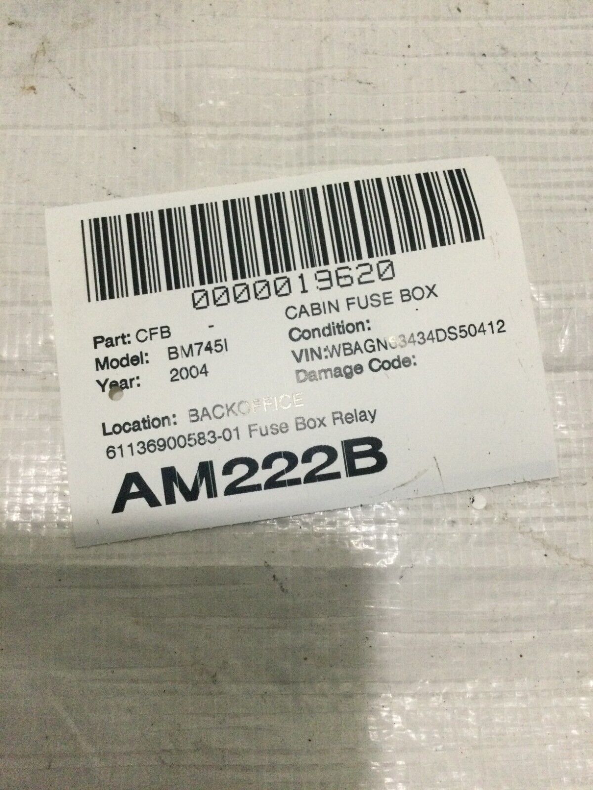 2004 BMW 745I Power Distribution Control Module Fuse Box 6900583 OEM