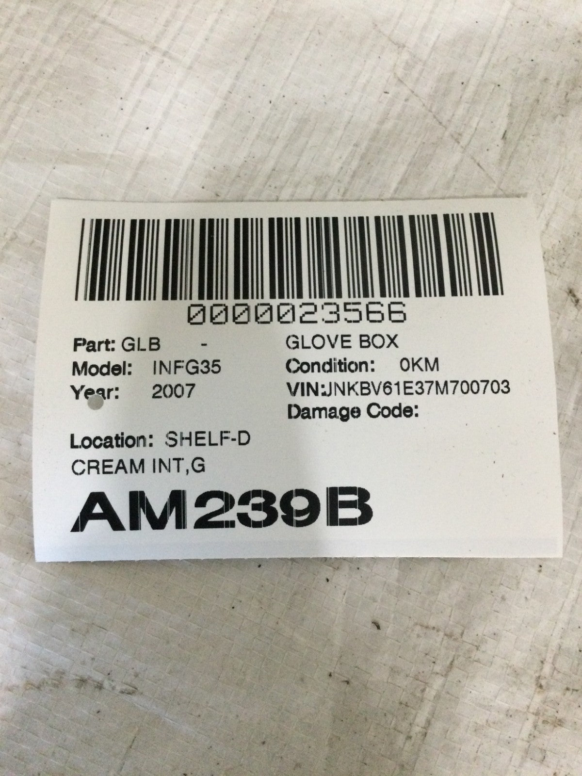 2007 Infiniti G35 Dash Glove Box OEM P10310 A74600