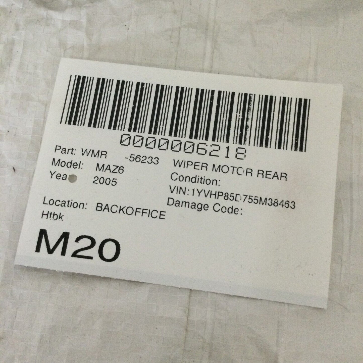 2004-2005 Mazda 6 Hatch Back Rear Wiper Motor OEM