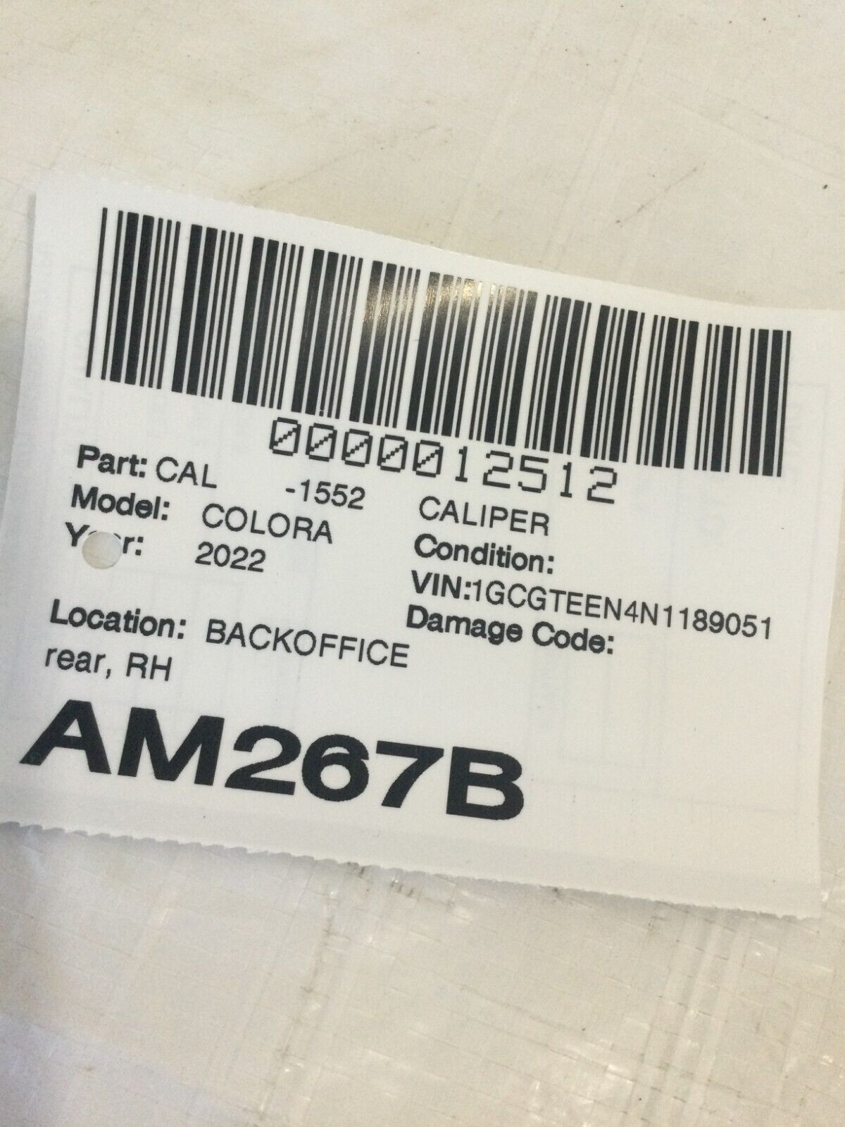 2019-2023 Toyota Corolla Rear Right Brake Caliper OEM