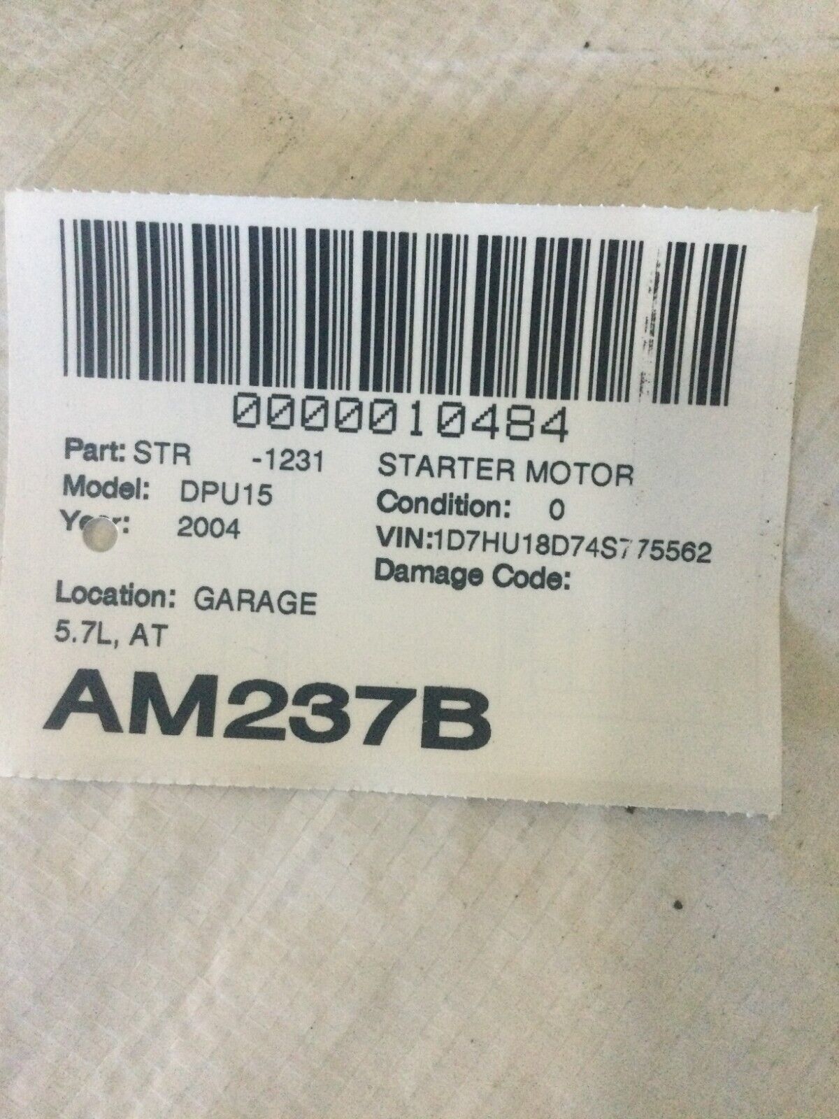 2003-2004 Dodge Ram 1500 Engine Starter Motor 56028715AD 5.7L OEM