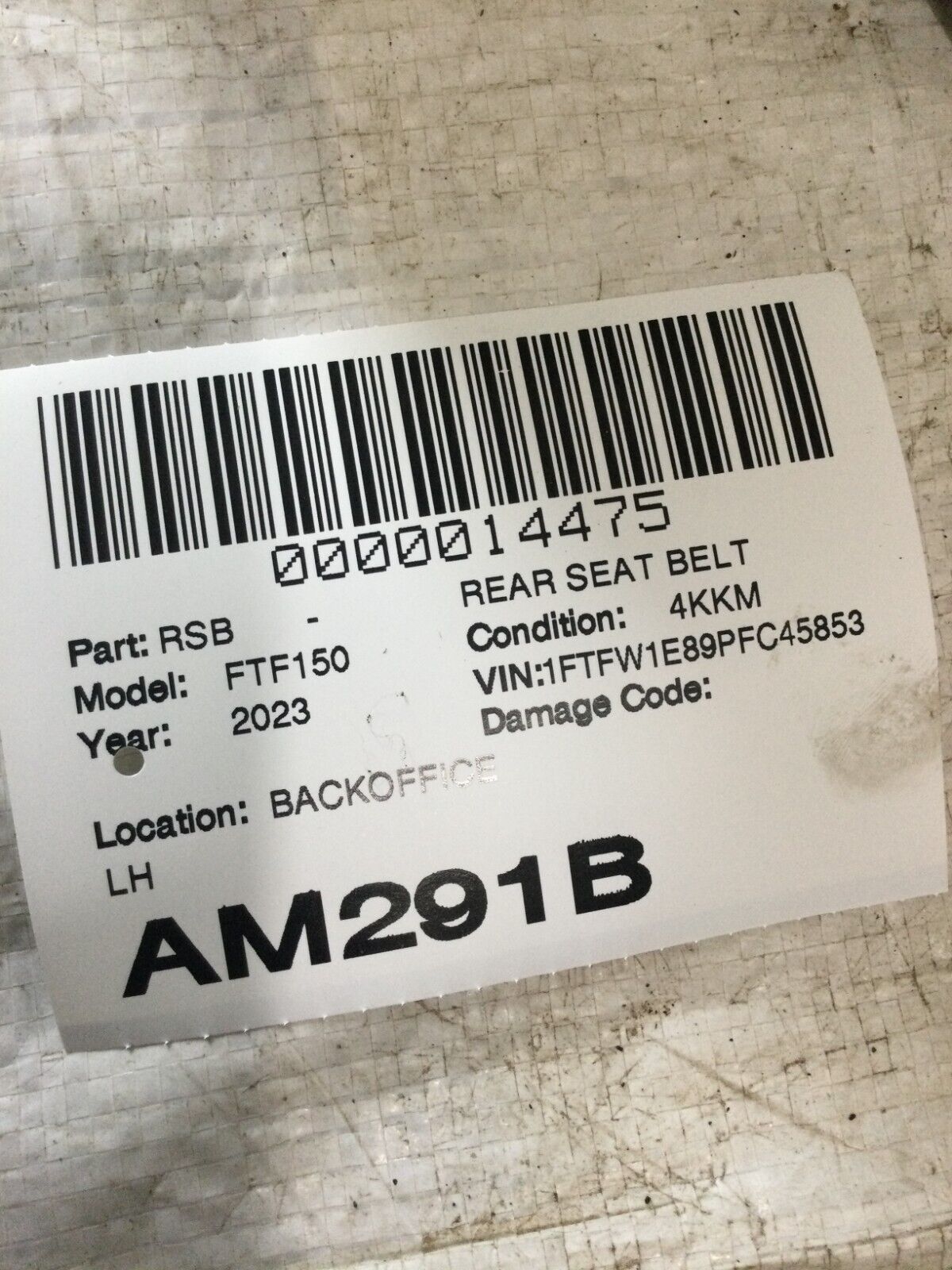 2023 Ford F-150 F150 Rear Left Seat Belt OEM