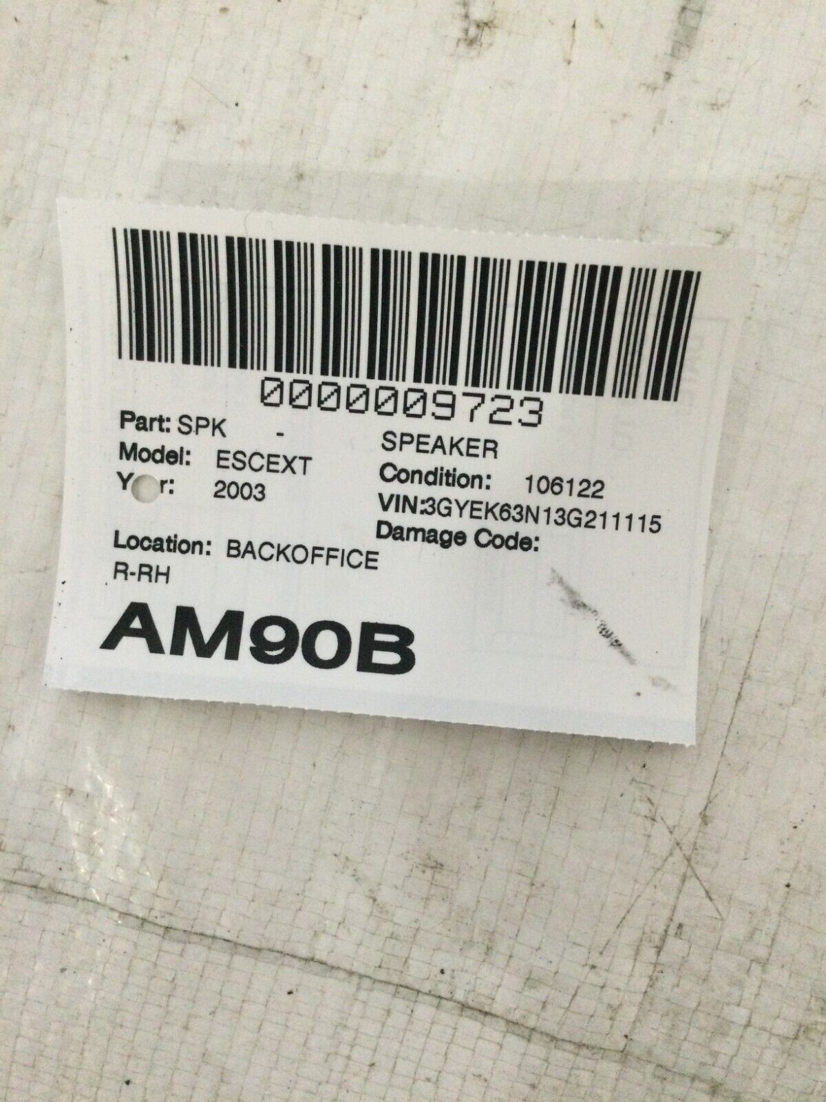 2003-2006 Cadillac Escalade EXT Right Rear Door Speaker OEM 15054681
