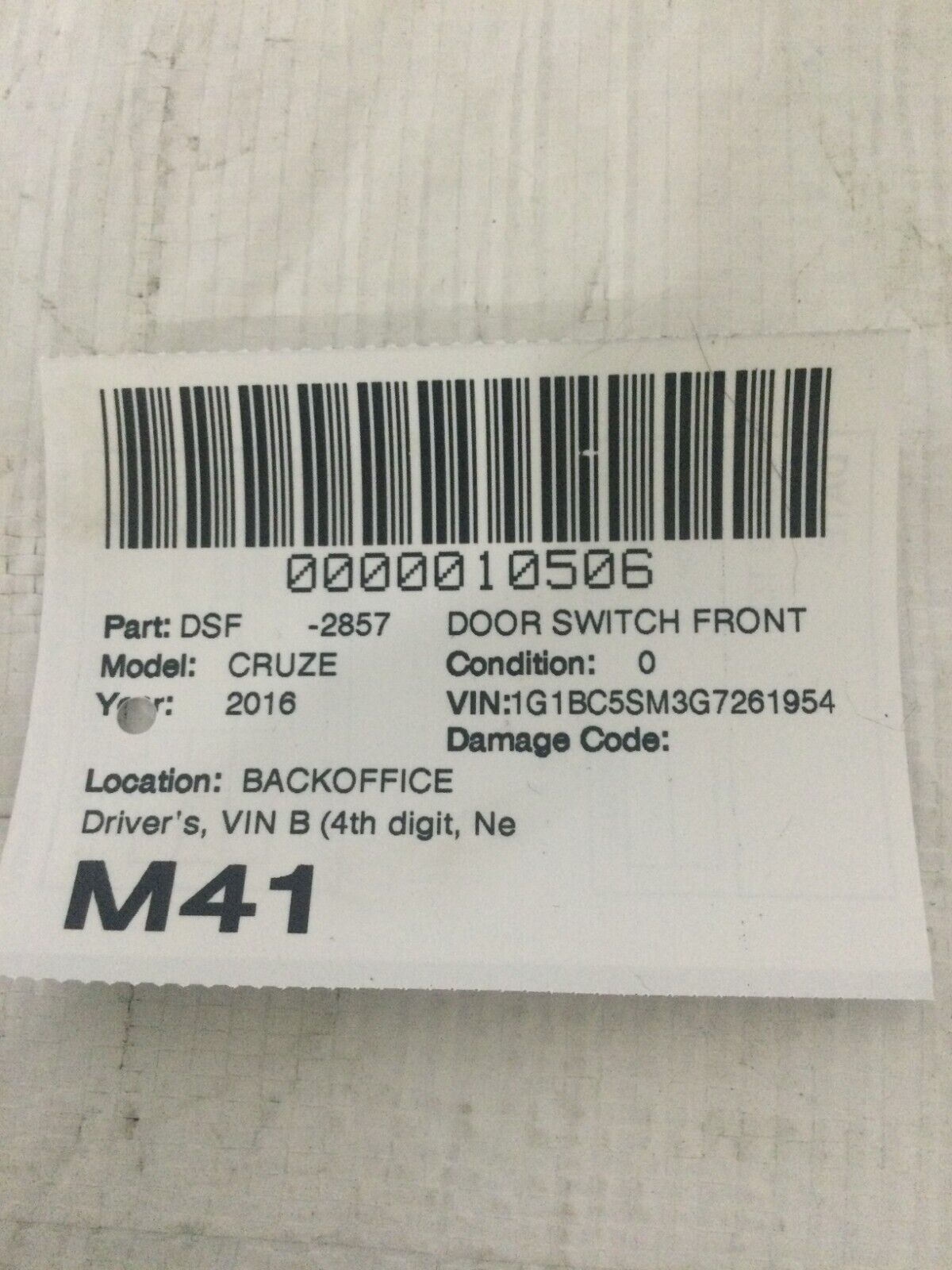 2016-2019 Chevrolet Cruze Front Left Driver Window Switch OEM 13408998