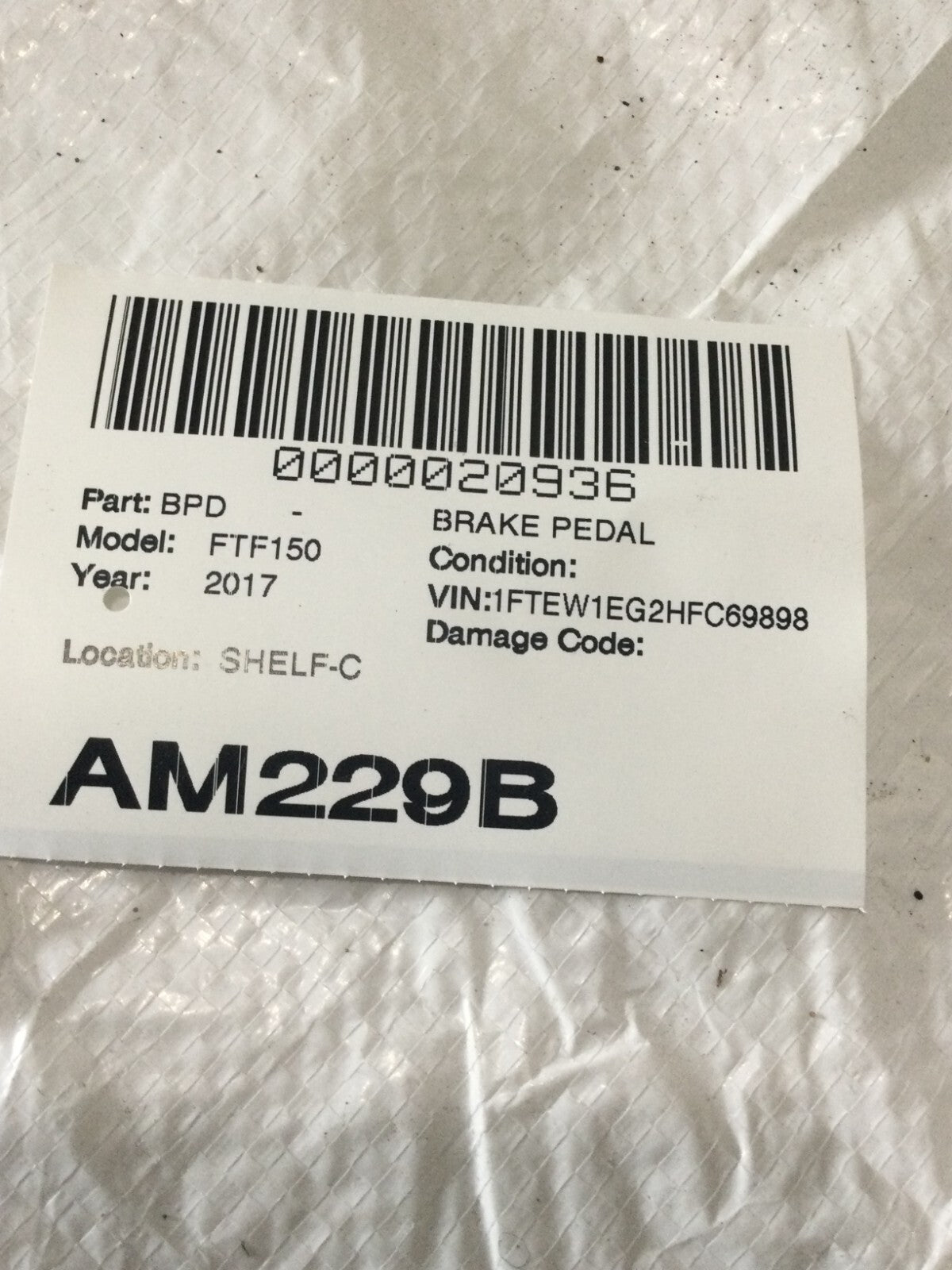2017 Ford F-150 F150 Brake Pedal OEM