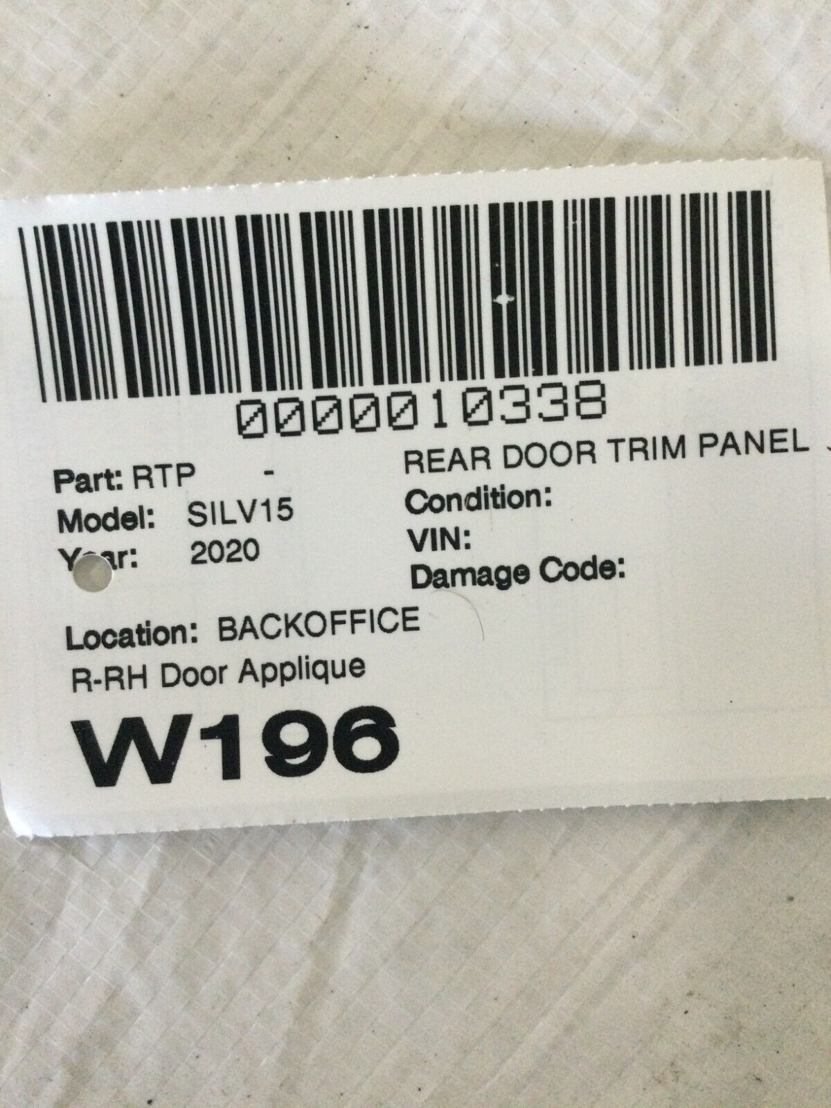 2019-2021 Chevrolet Silverado 1500 Right Rear Door Applique 84864868 OEM