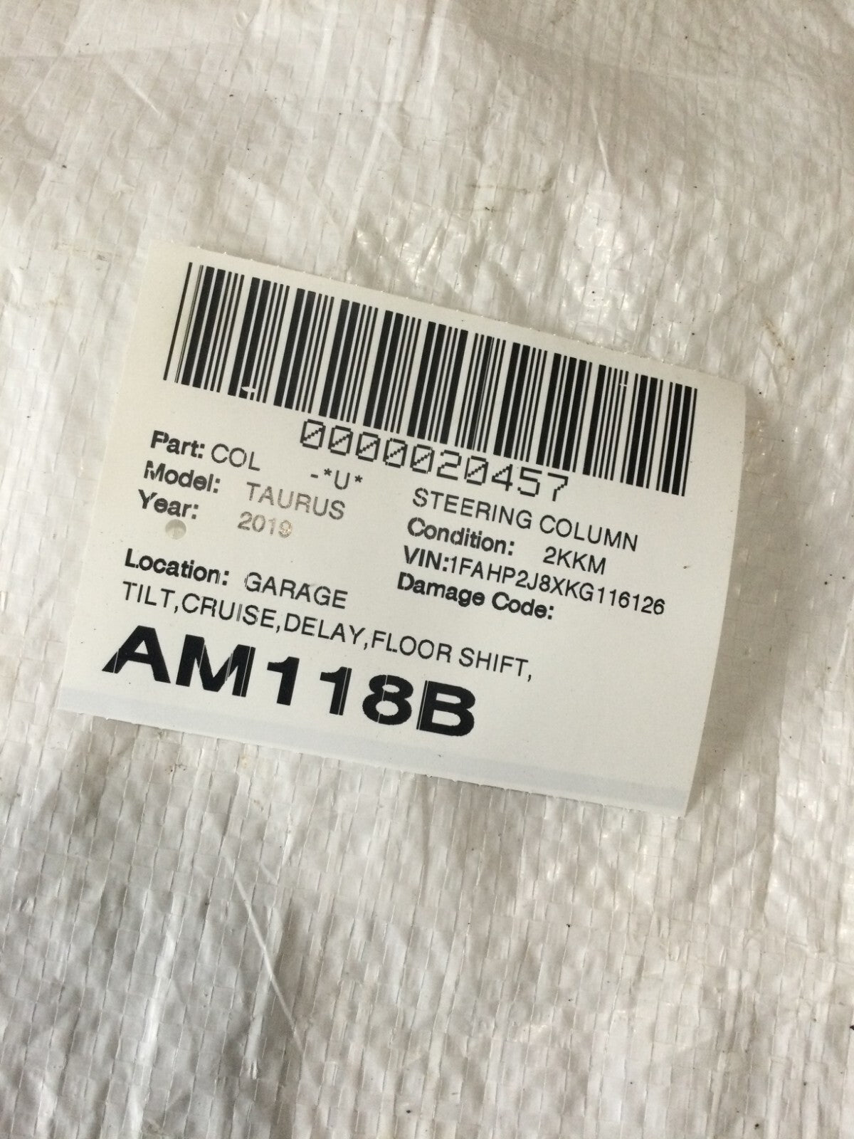 2019 Ford Taurus Steering Column Assembly OEM DG13-3C529-CG