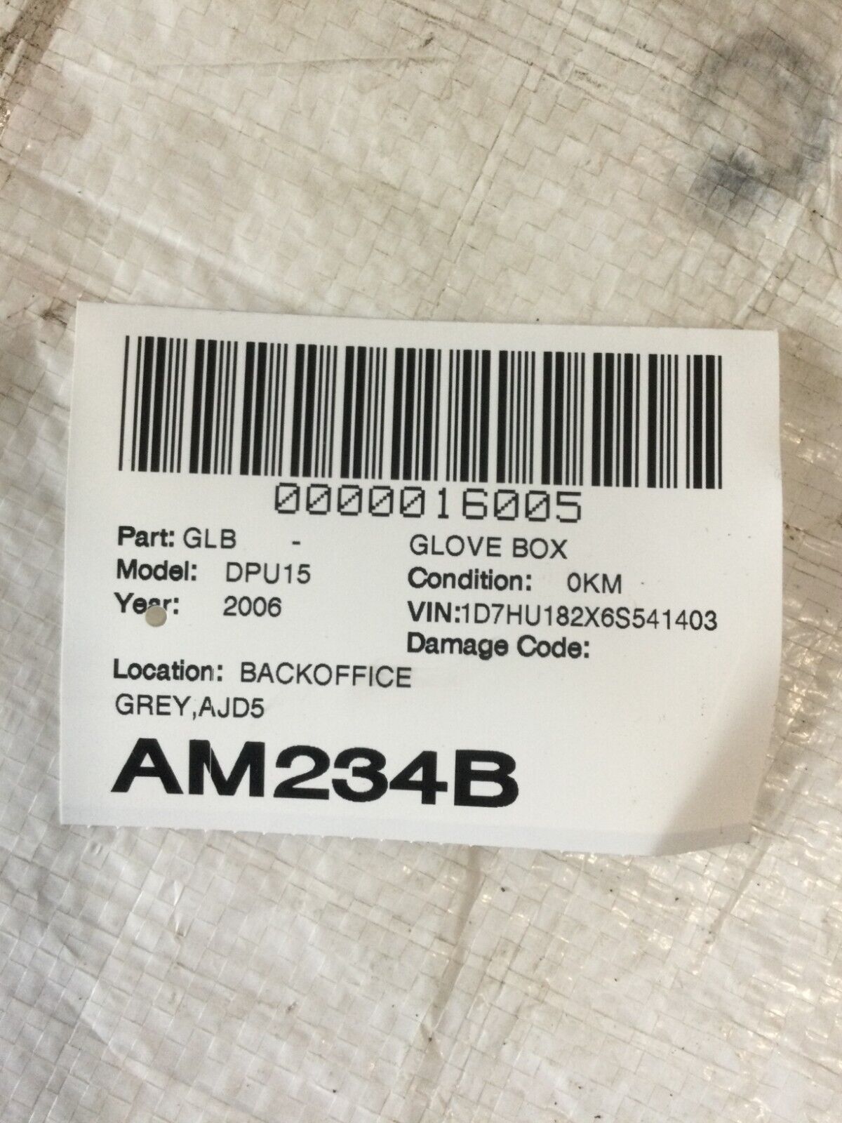 2006 Dodge Ram 1500 Grey Glove Box OEM