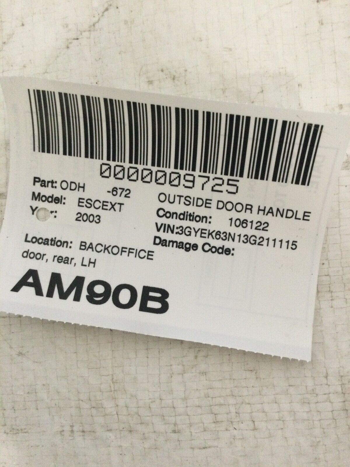 2002-2006 Cadillac Escalade EXT Exterior Door Handle Rear Left 15053143 OEM