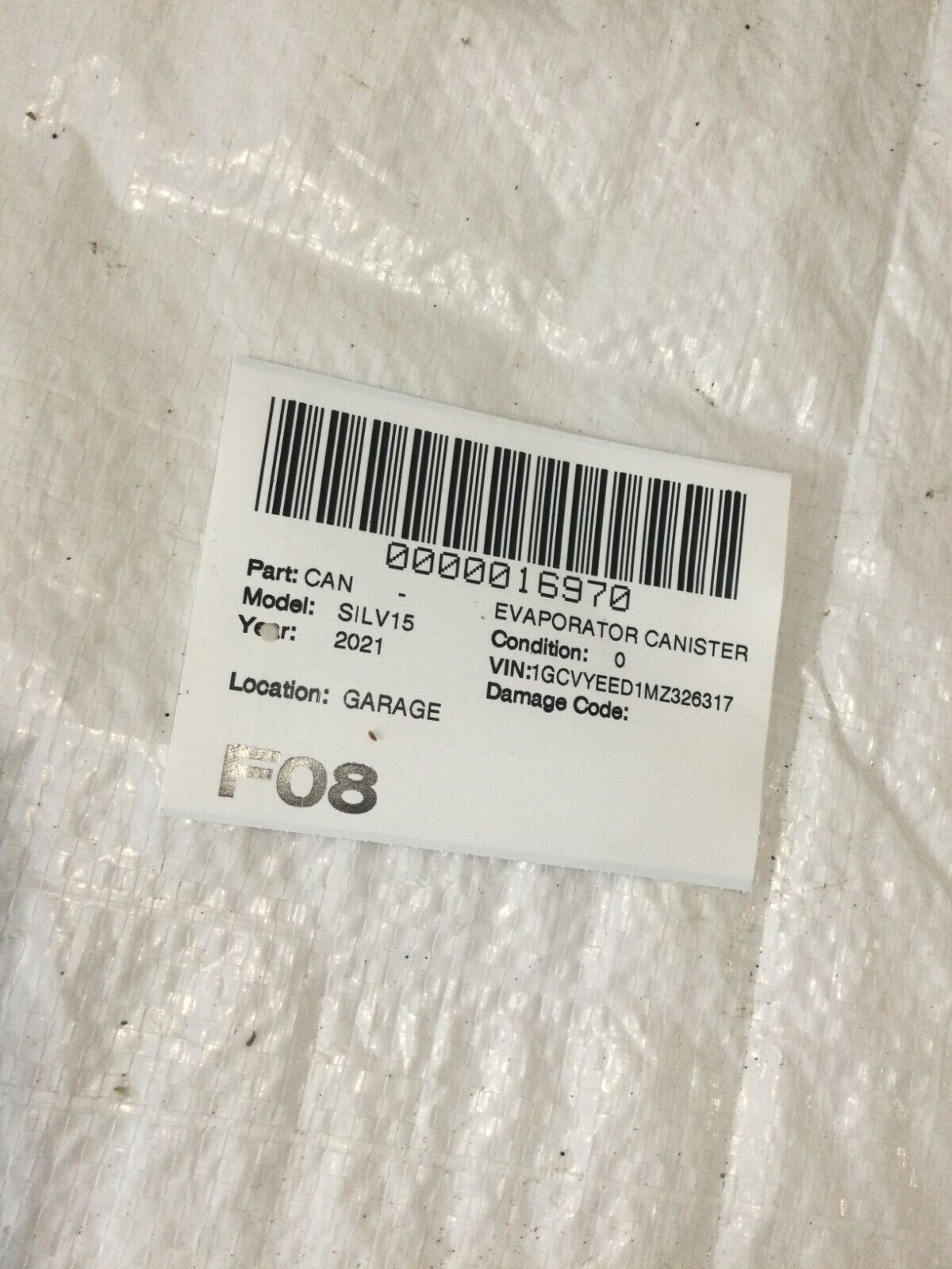 2021 Chevrolet Silverado 1500 Evaporator Canister OEM 5.3L