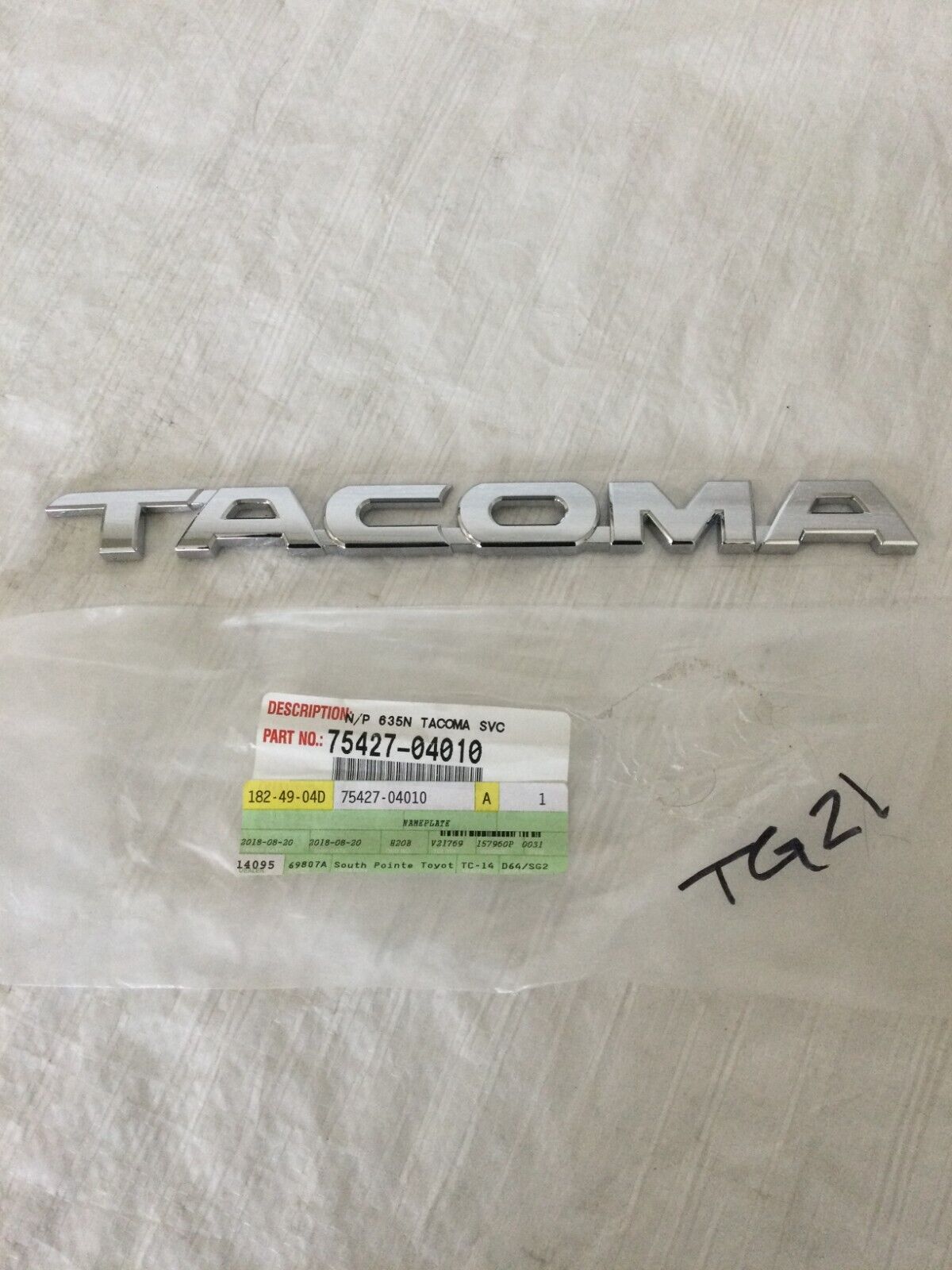 Toyota Tacoma Front Door Script Chrome Emblem OEM 75427-04010