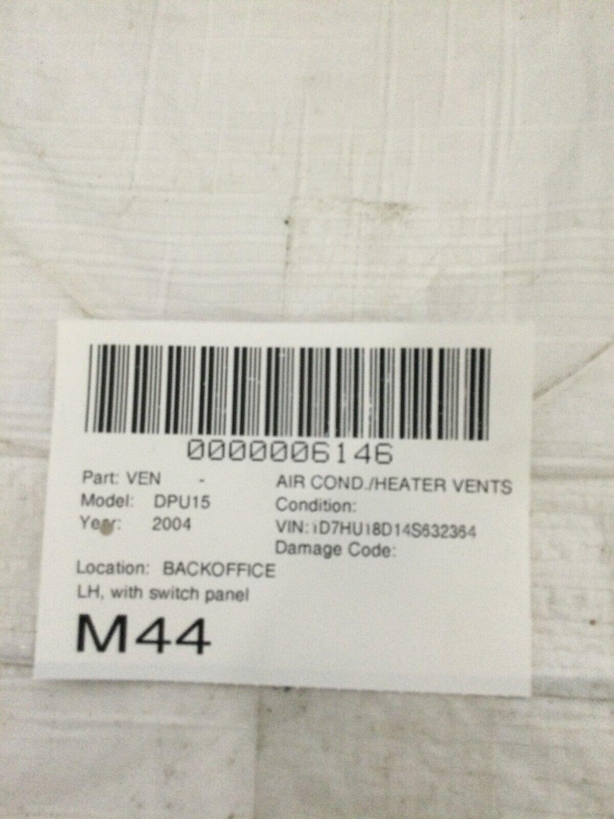 2004-2005 Dodge Ram 1500 Trim W / Air Vent & Headlight Switch 56045537AC OEM