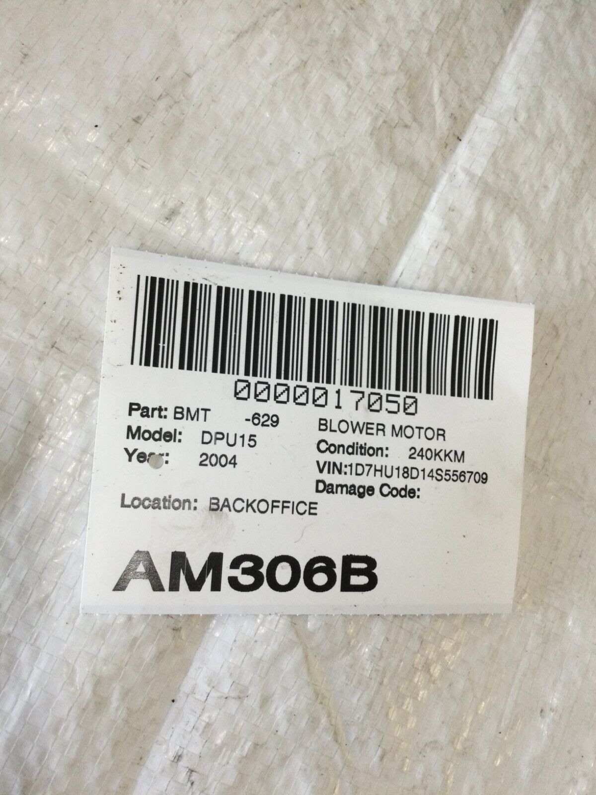 2004 Dodge Ram 1500 A/C Heater Blower Motor AY166100-0392 OEM