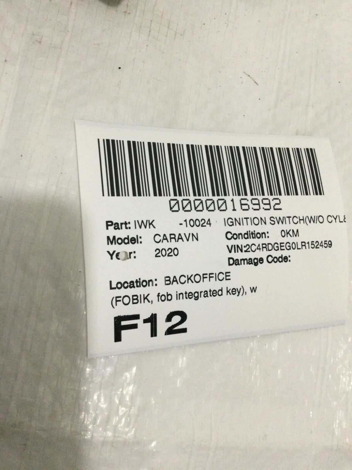 2020 Dodge Grand Caravan Wireless Ignition Module OEM 68257921AC