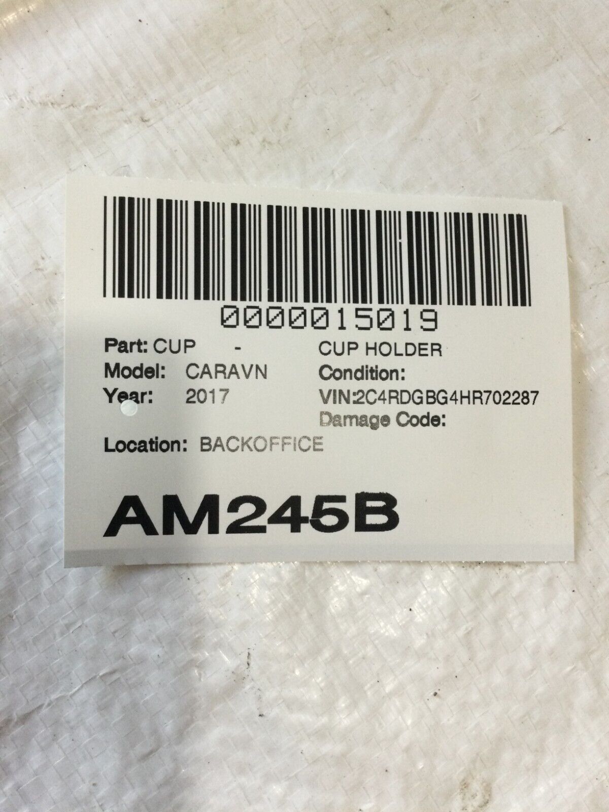 2017 Dodge Grand Caravan Retractable Cup Holder OEM 1PE37BD1AB