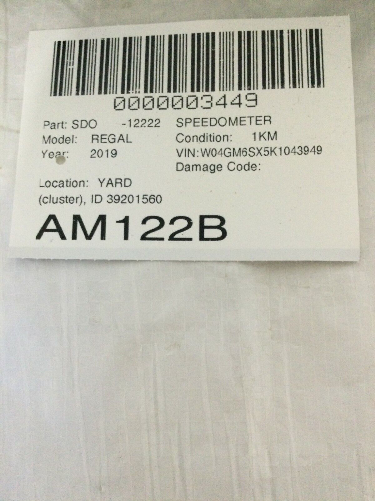 2019 Buick Regal Sportback Preferred II Speedometer Instrument Cluster OEM 2.0L