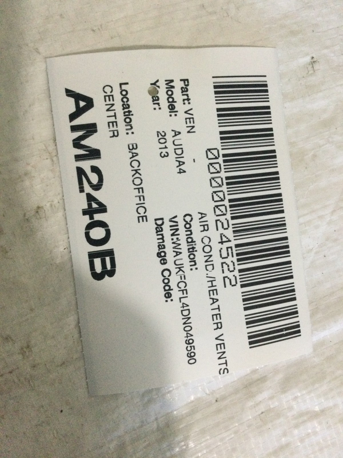 2013 Audi A4 2.0L Center Dash A/C Air Vent OEM 06485-005