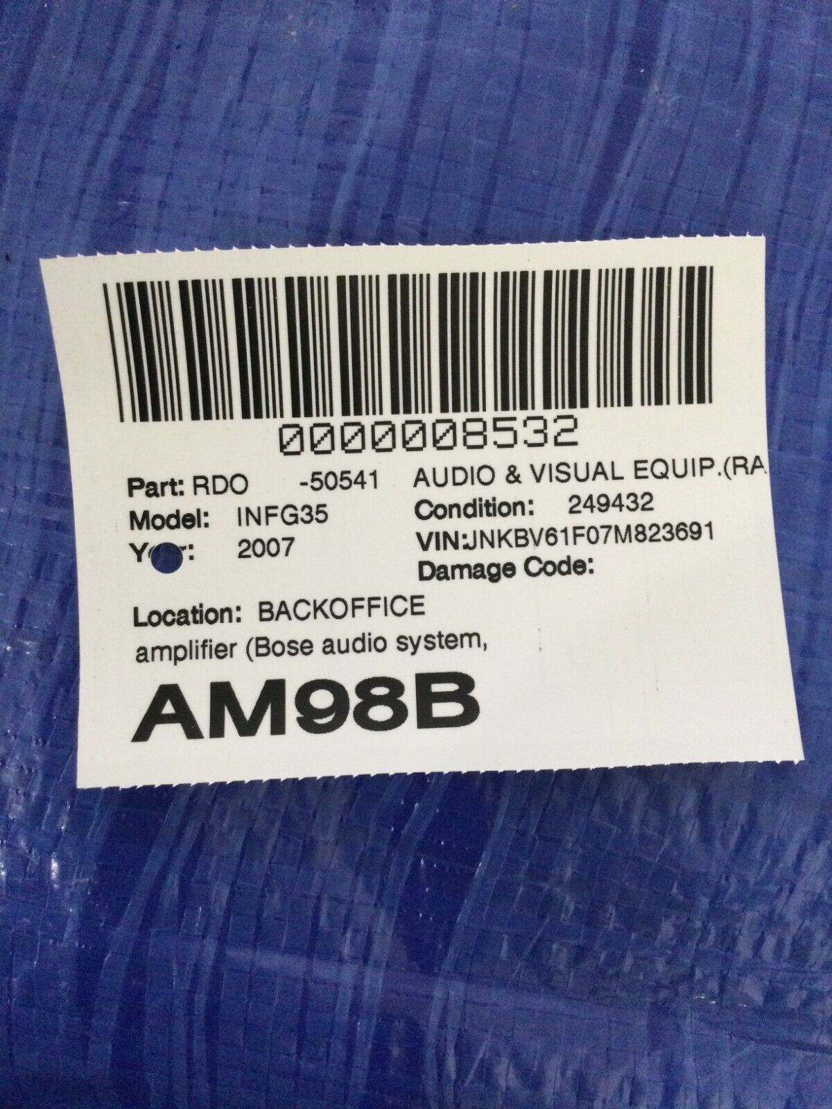 2007 Infiniti G35 Bose Amp Amplifier 28060 JK000 OEM