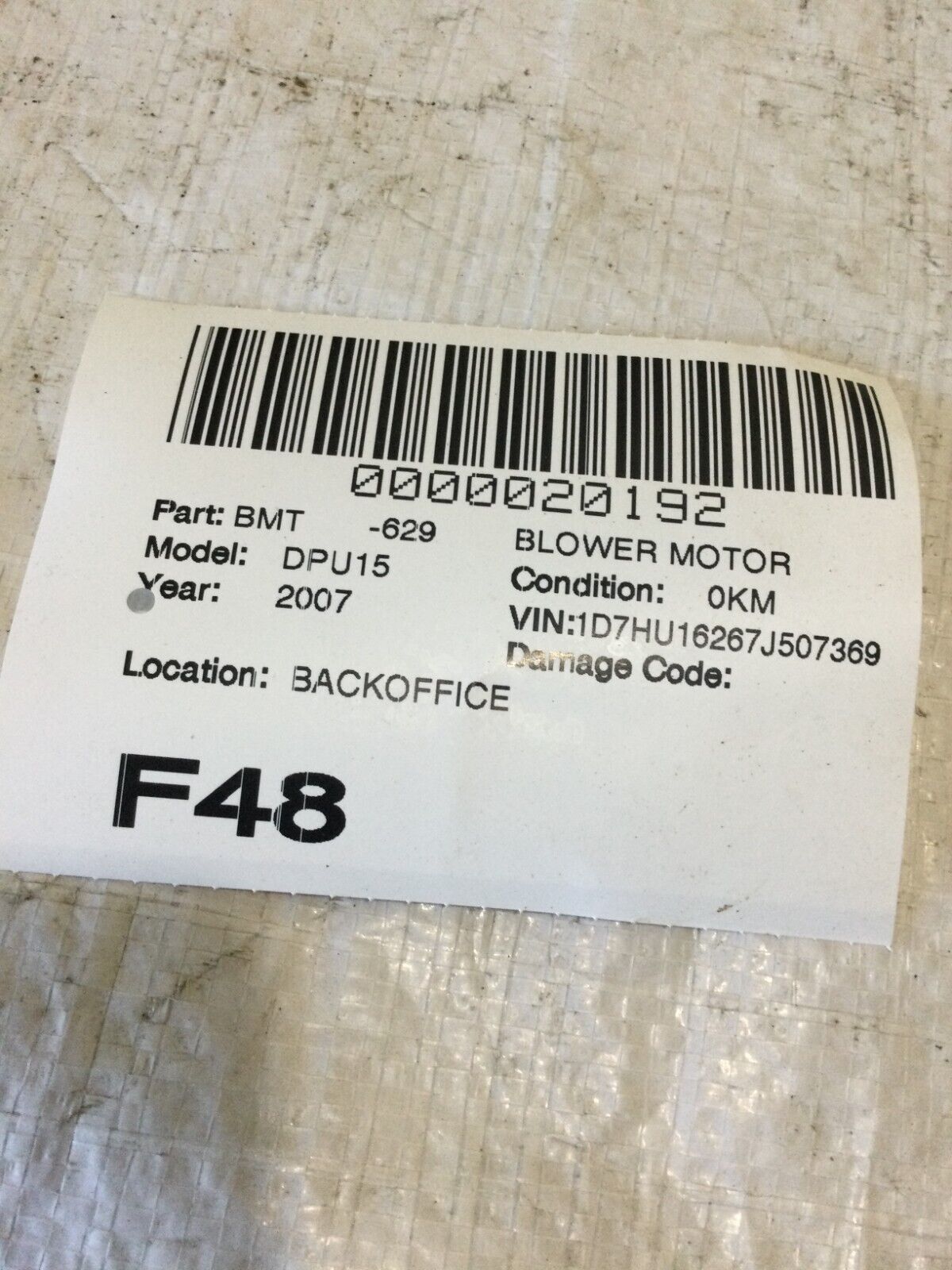 2007 Dodge Ram 1500 A/C Heater Blower Motor OEM
