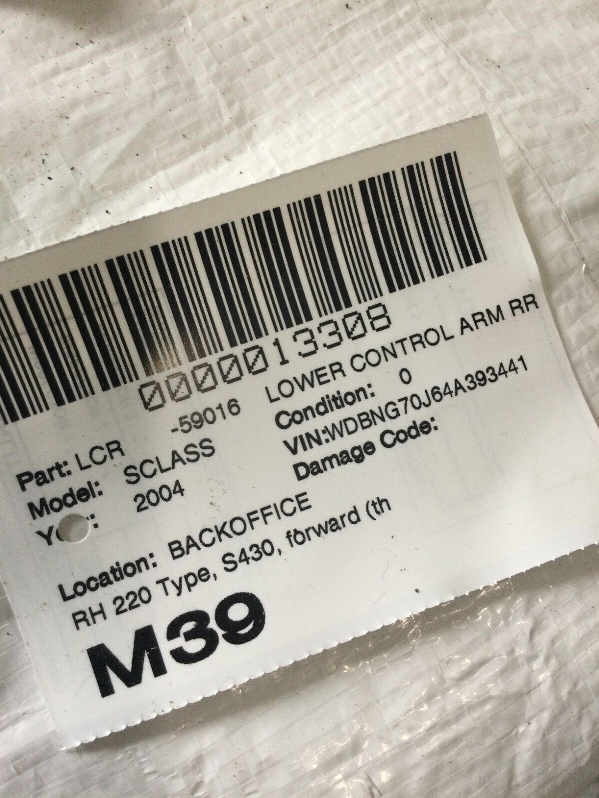 2004 Mercedes Benz S430 Rear Right Control Arm Forward Thrust OEM