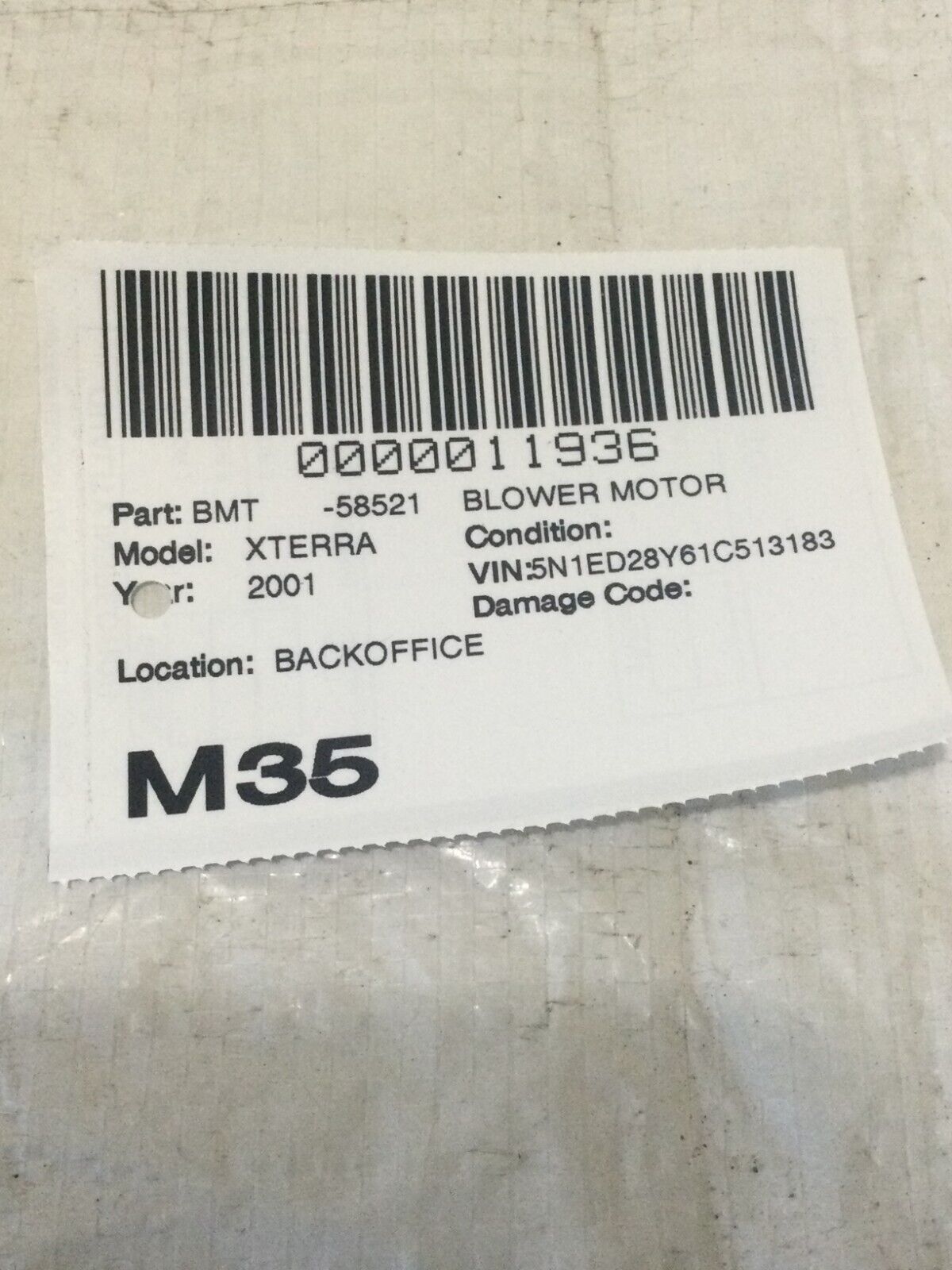 2001 Nissan Xterra A/C Heater Blower Motor OEM