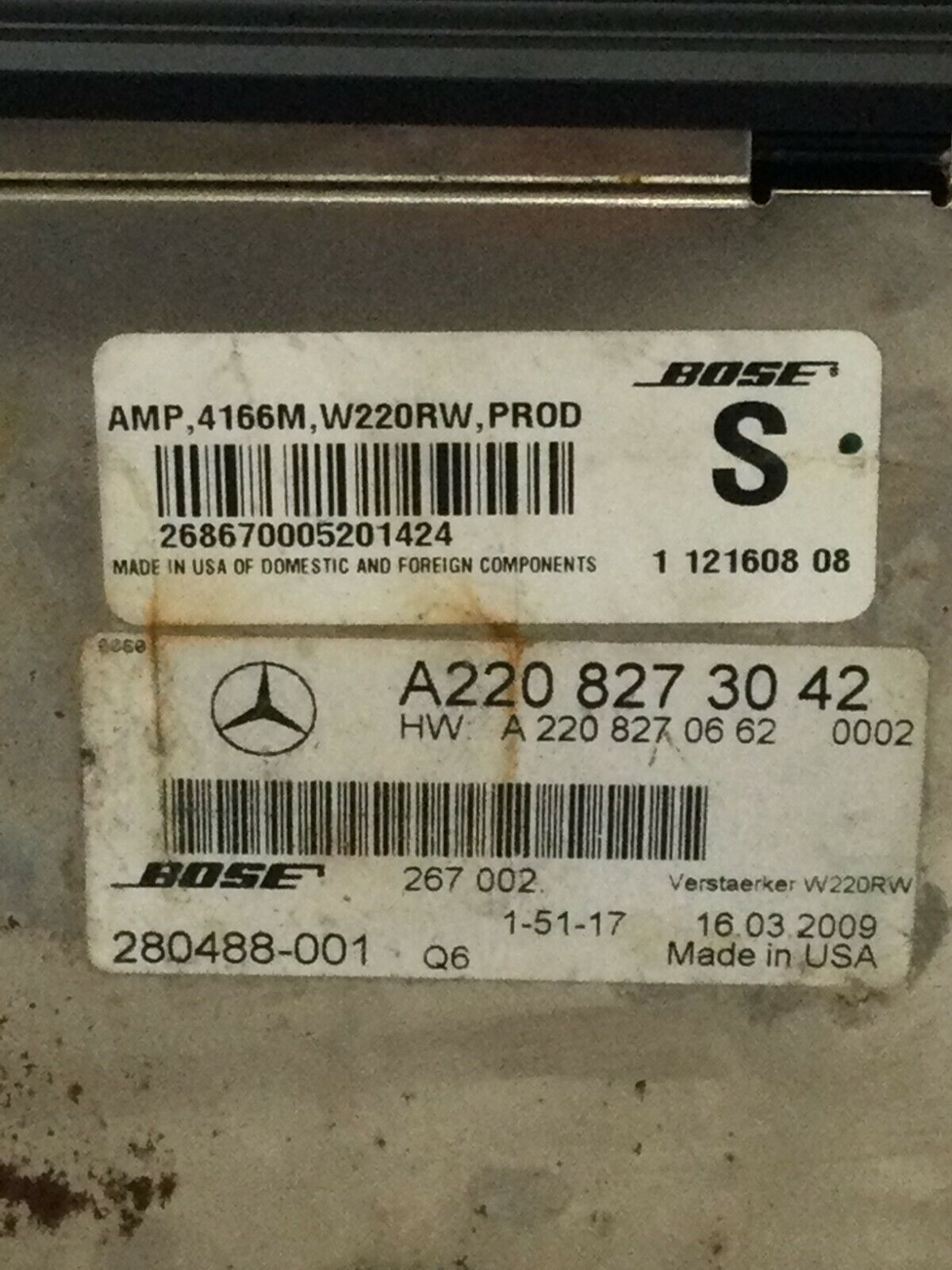04 05 06 Mercedes Benz S500 S430 S Class Bose Factory Amplifier 2208273042