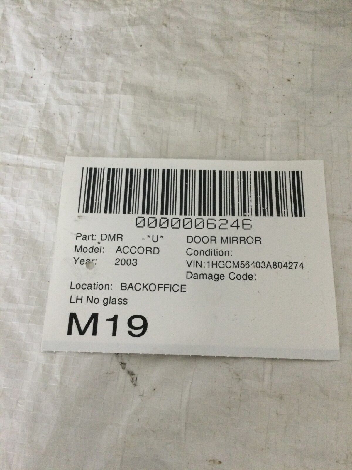 2003-2007 Honda Accord Left Driver Side View Power Door Mirror OEM