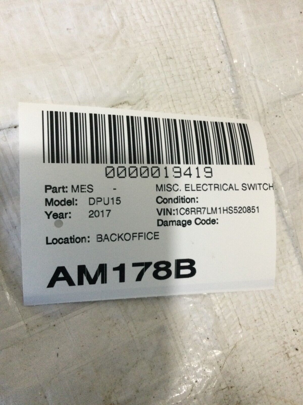 2017 RAM 1500 Traction Off Tow Haul Switch 68137076AC OEM