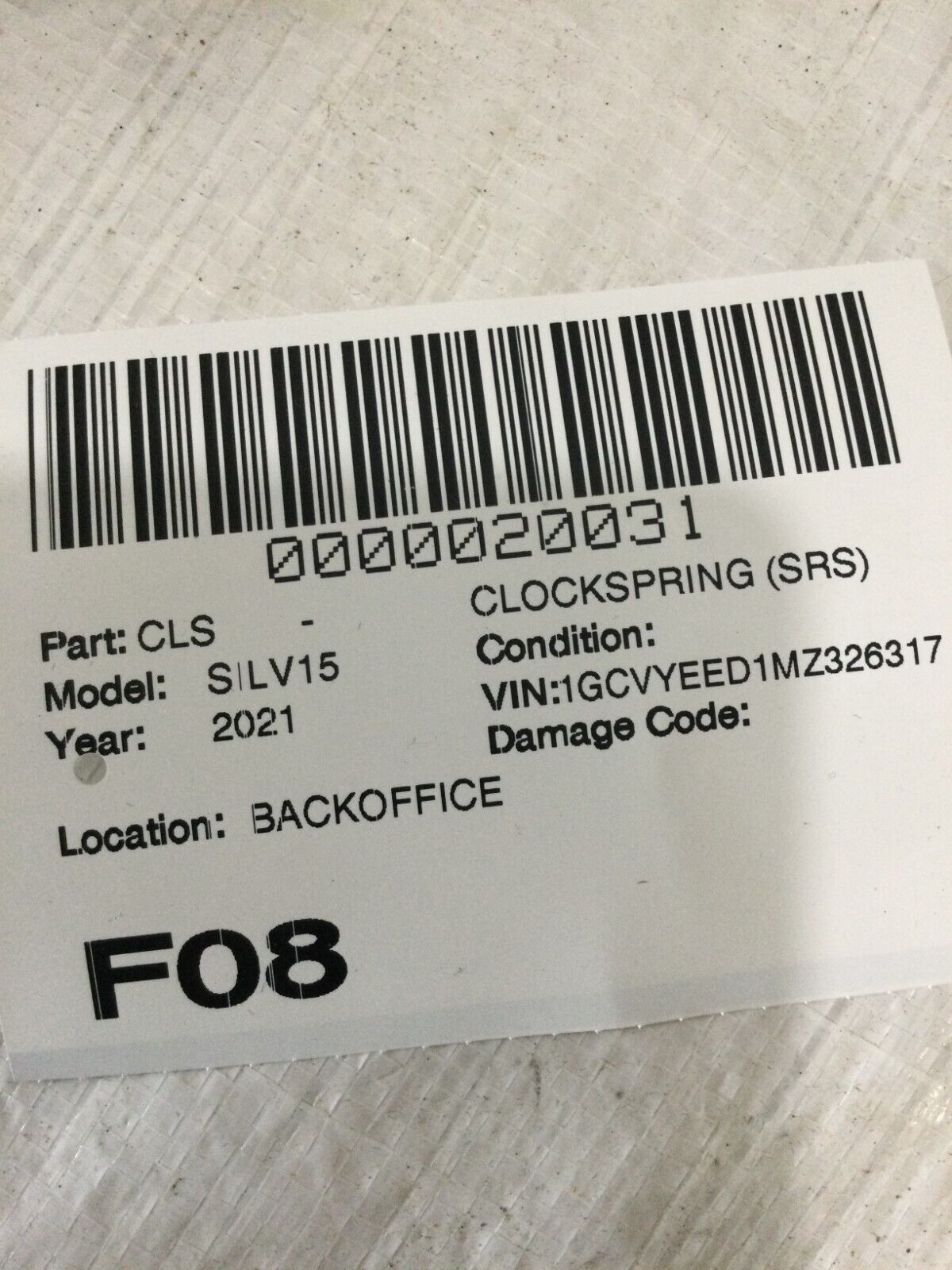 2019-2022 Chevrolet Silverado 1500 Steering Wheel Clock Spring 86773961 OEM