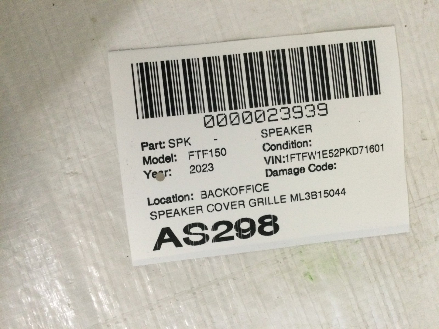 2023 Ford F-150 F150 5.0L Dashboard Center Speaker Cover OEM