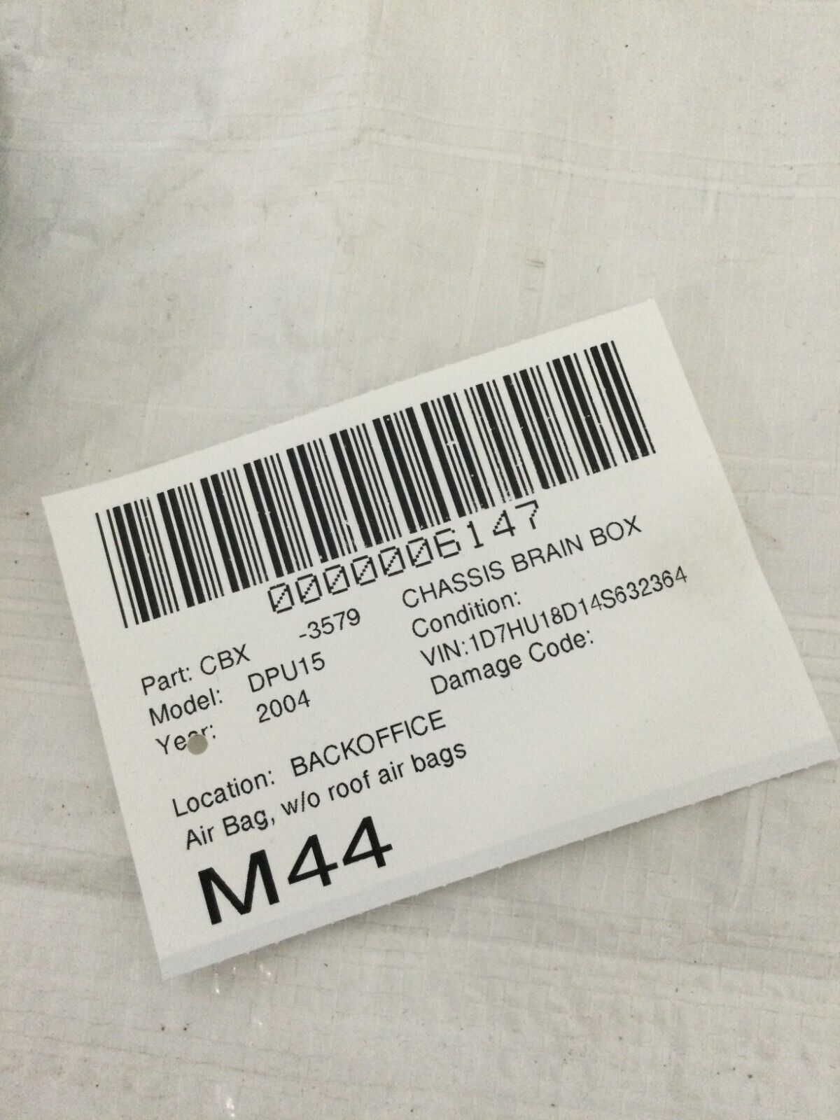 2004 Dodge Ram 1500 SRS Control Module Computer 56043703AF OEM