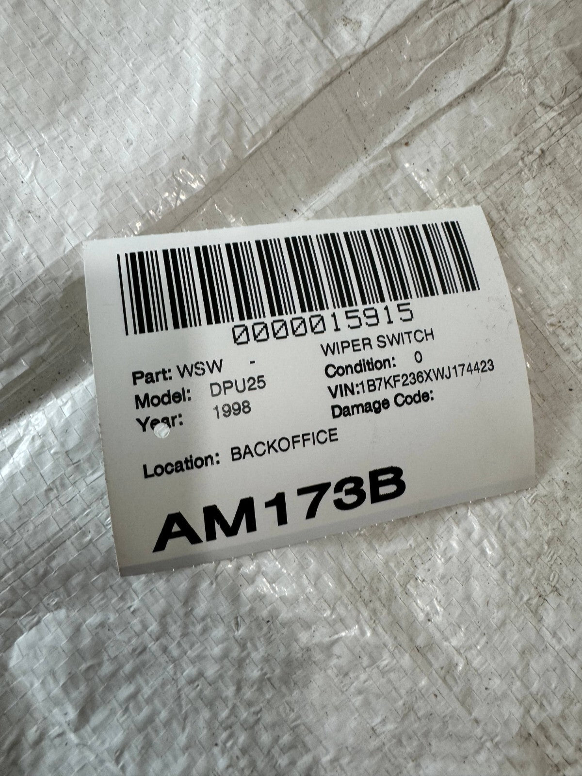 1998 Dodge Ram 2500 Turn Signal Wiper Swicth OEM 5269377