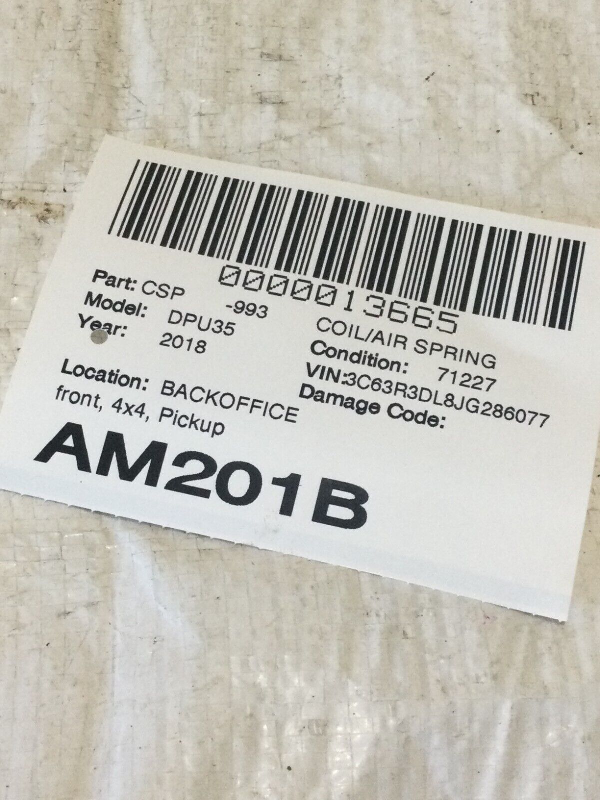 2018 Ram 3500 Front Coil Spring Left 68172107AA OEM