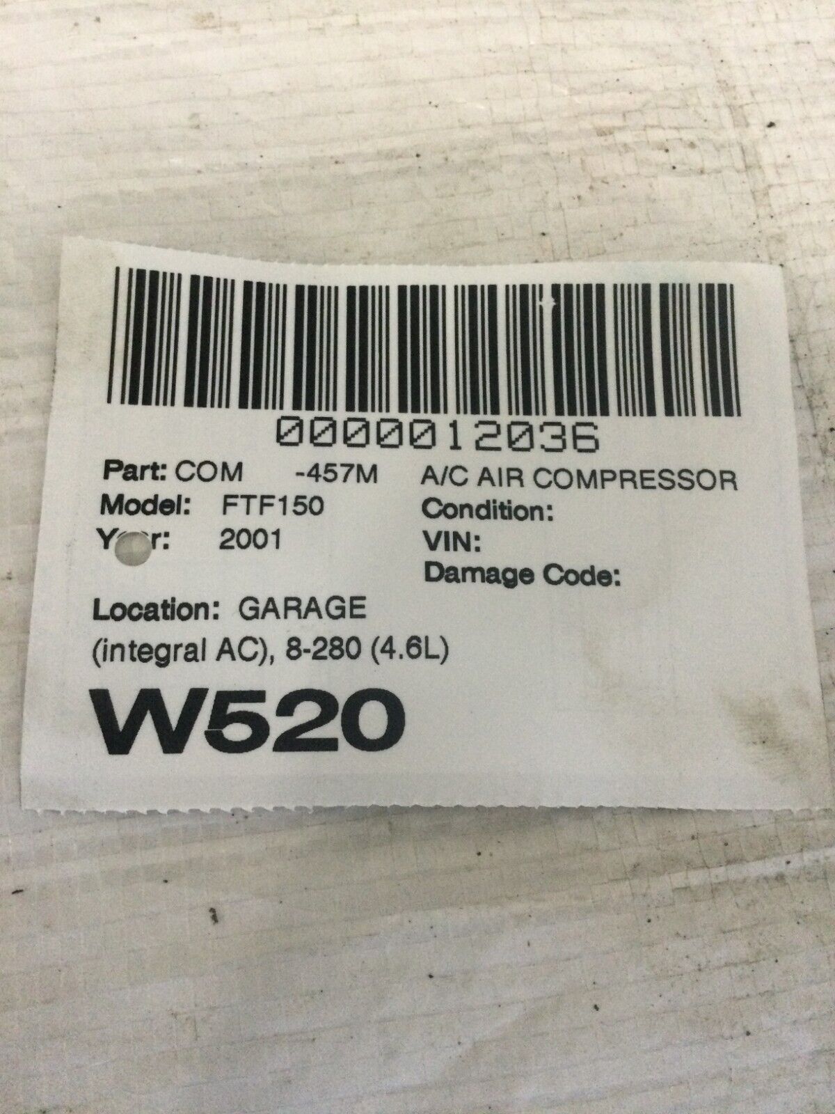 2001 Ford F-150 F150 A/C Compressor OEM