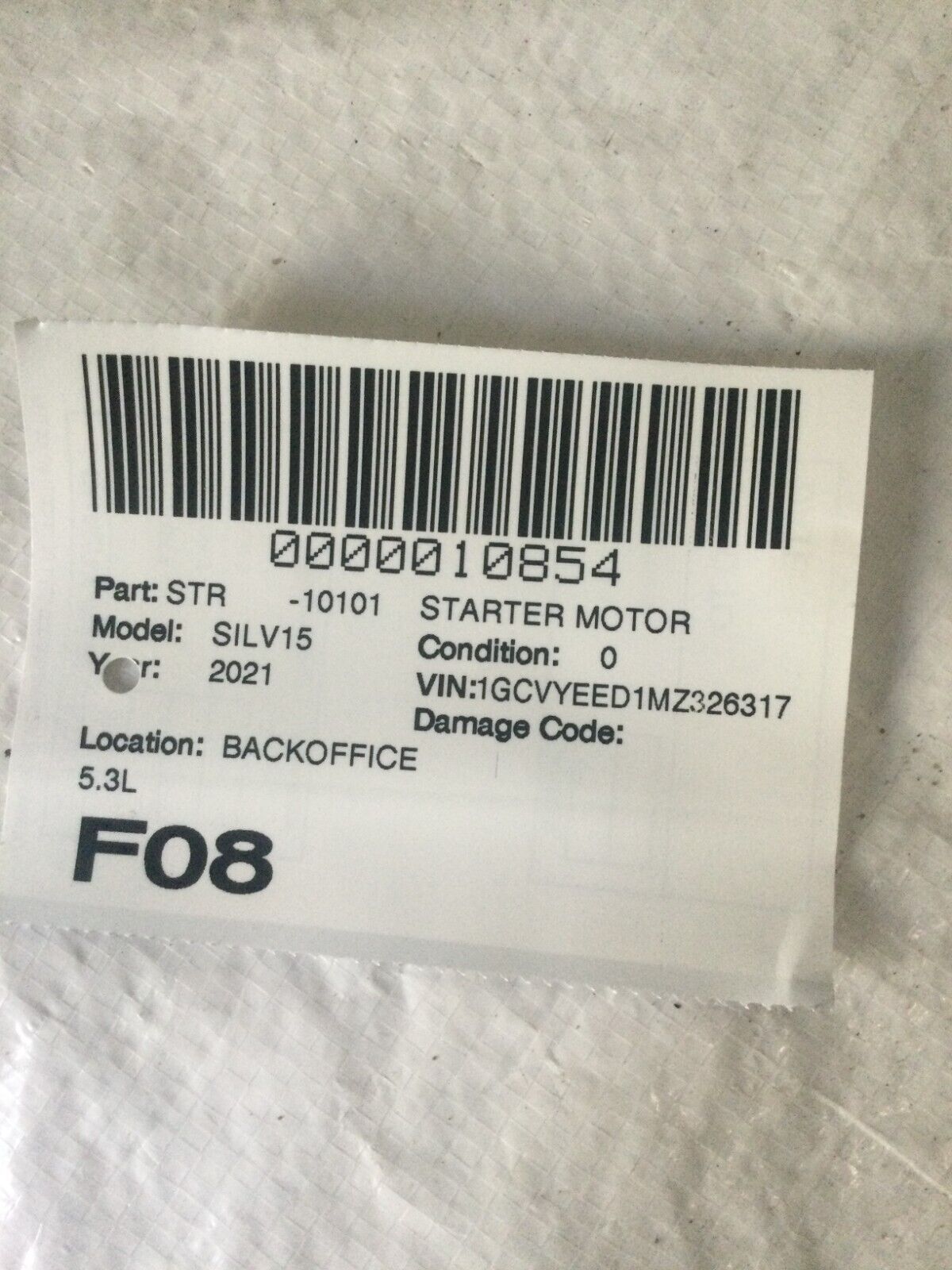 2019-2022 Chevrolet Silverado 1500 Engine Starter Motor 5.3L 12689541