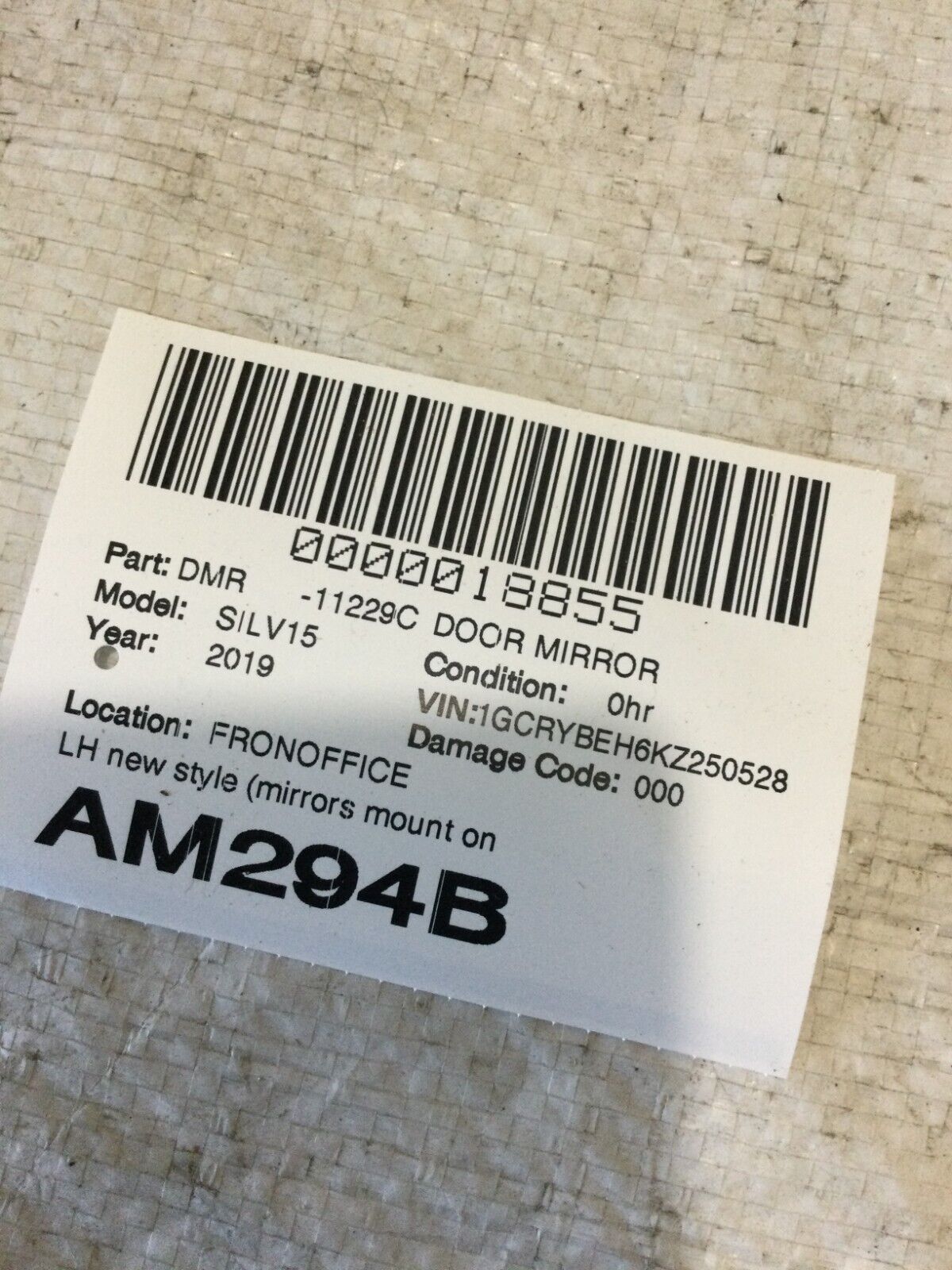 84575380 Chevy Silverado 1500 Truck Left Driver Side Door Mirror OEM 2019 - 2023