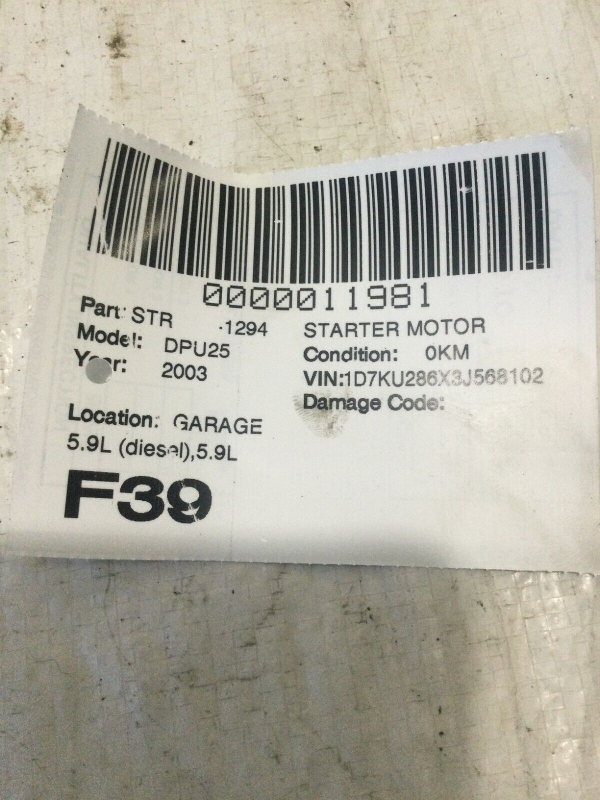 03 04 05 Dodge Ram 2500 Engine Starter Motor 5.9L 55055339AI OEM