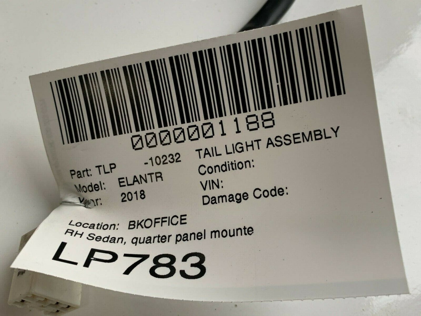 2018 Hyundai Elantra Tail Light Lamp Rear Right Passenger Side Outer NON LED OEM