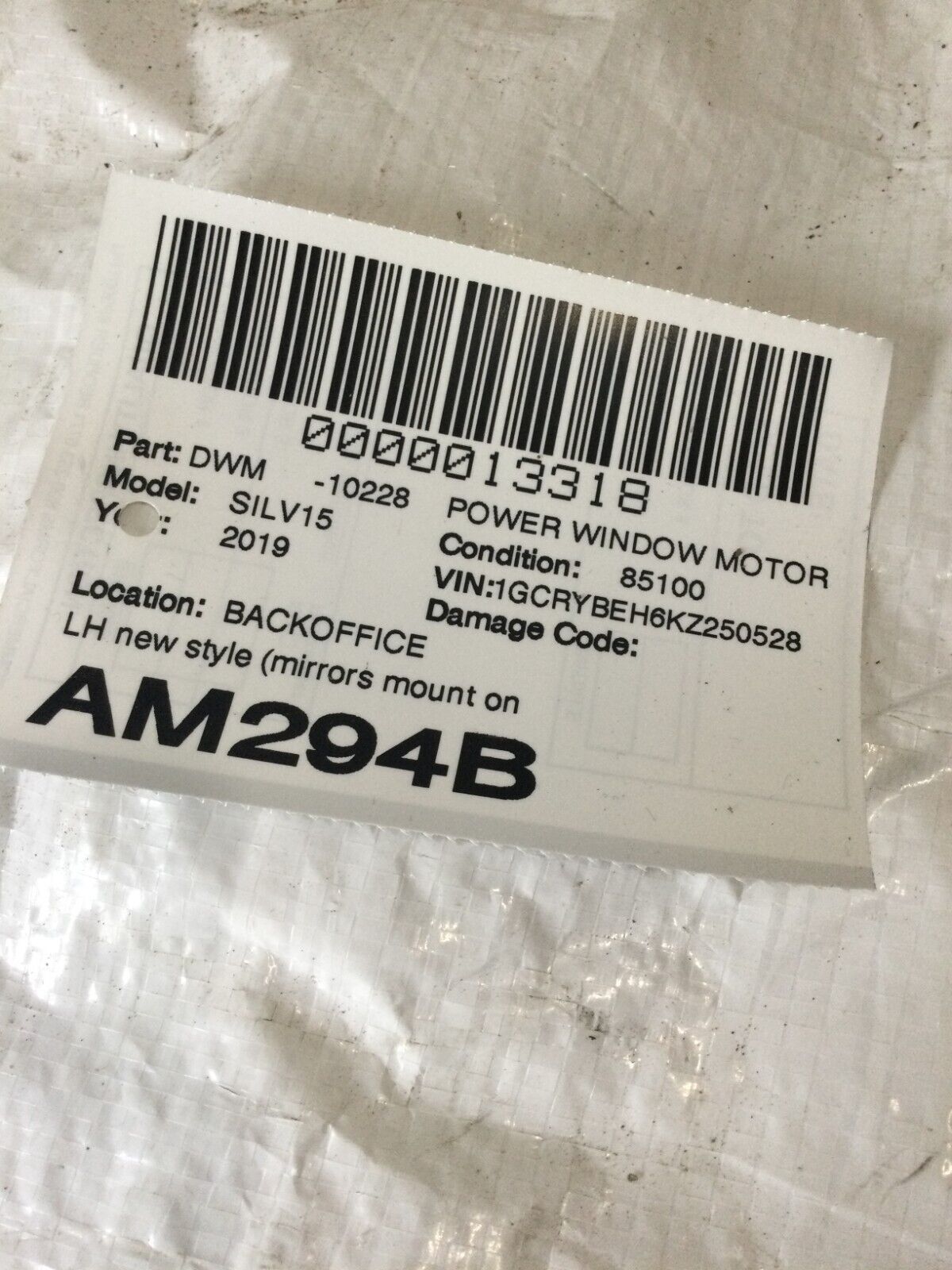 2019 Chevrolet Silverado 1500 Left Side Power Window Motor