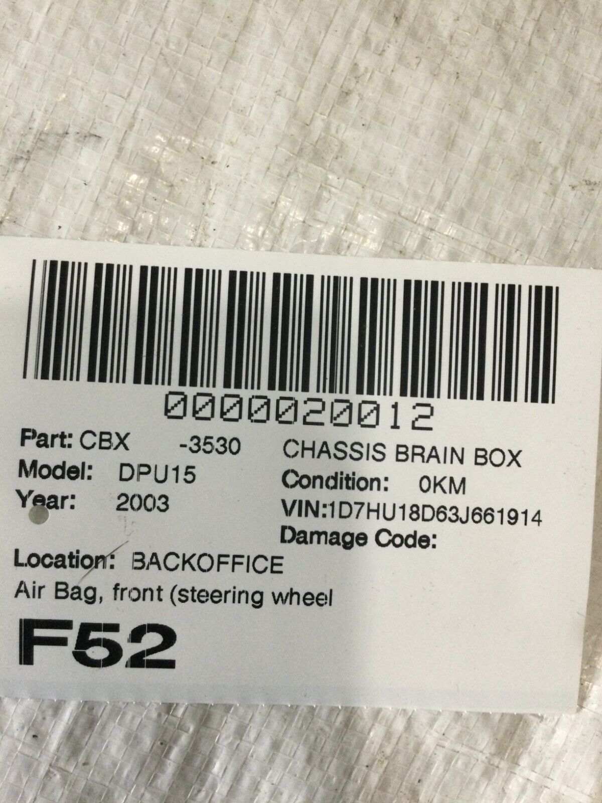 2003 Dodge Ram 1500 OCCUPANT RESTRAINT CONTROL MODULE 56043500AB