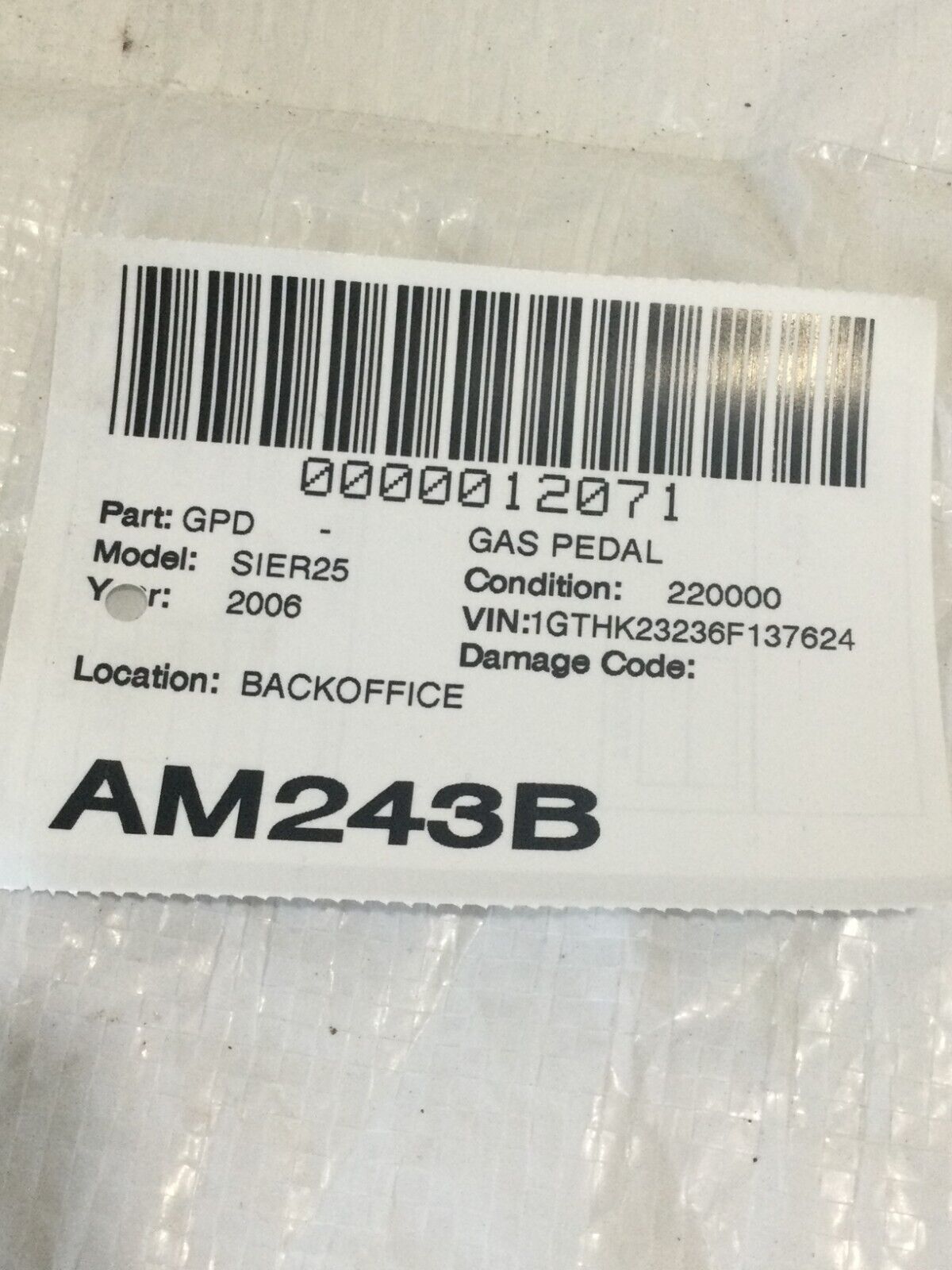 2006 GMC Sierra 2500 Accelerator Gas Pedal OEM 15233970
