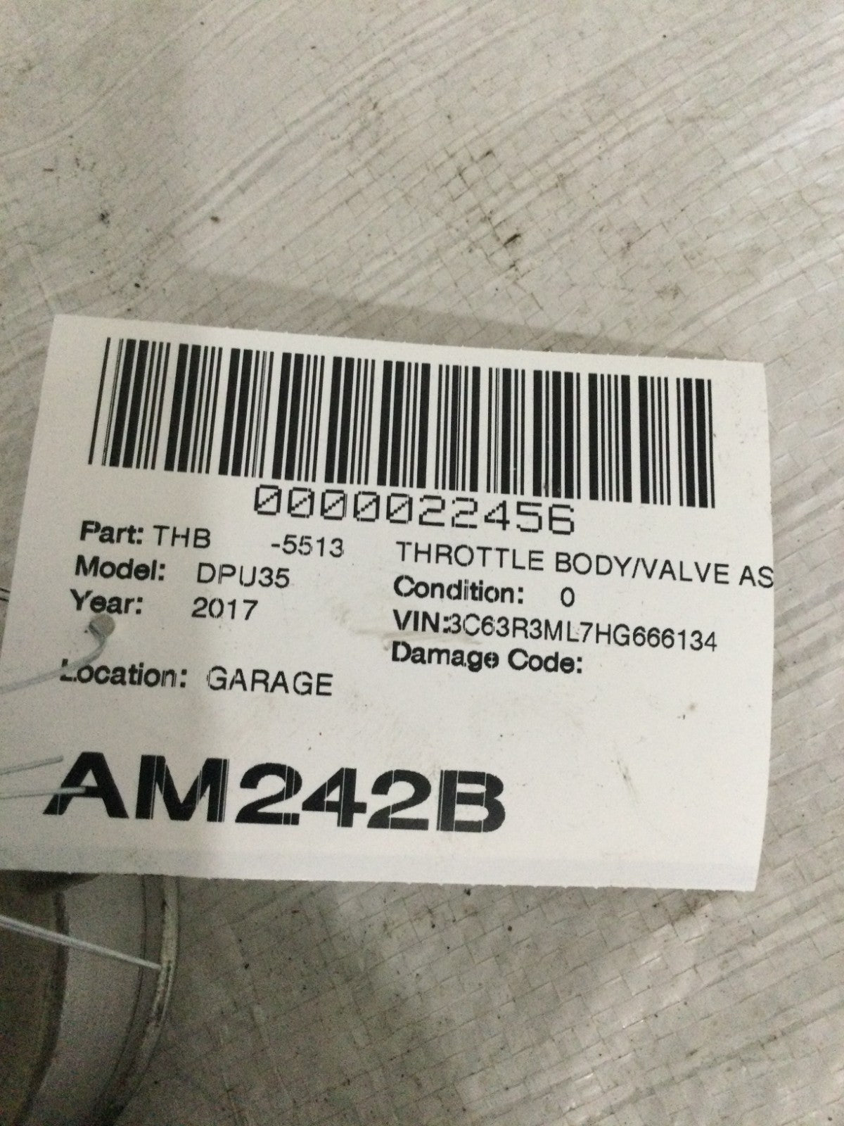 2017 Dodge Ram 3500 6.7L Throttle Body OEM